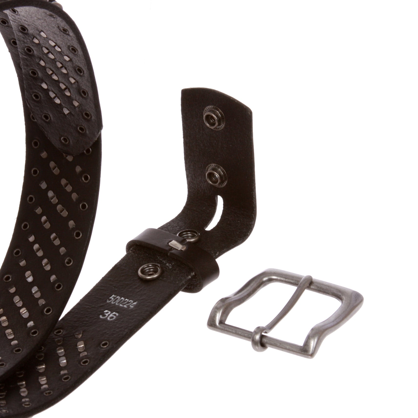 1 1/2" Unisex Snap On Nail Heads Punk Rock Star Studded Solid Leather Belt - OnlineBelts