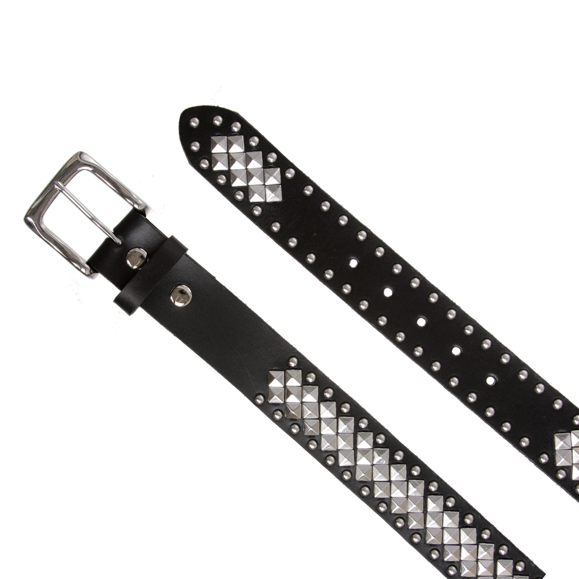 1 1/2" Unisex Snap On Nail Heads Punk Rock Star Studded Solid Leather Belt - OnlineBelts