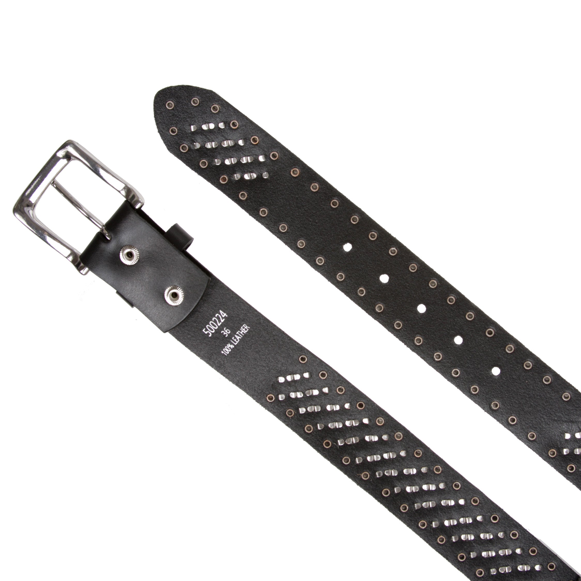 1 1/2" Unisex Snap On Nail Heads Punk Rock Star Studded Solid Leather Belt - OnlineBelts