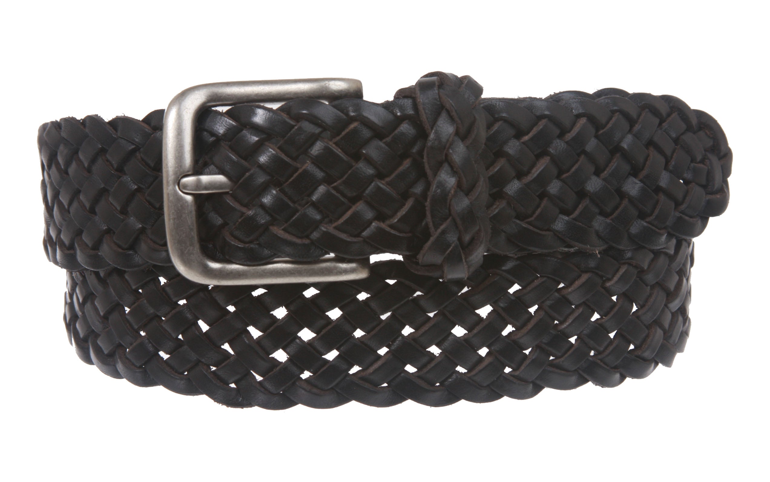 Women's 1 3/8" Braided Woven Solid Leather Belt - OnlineBelts