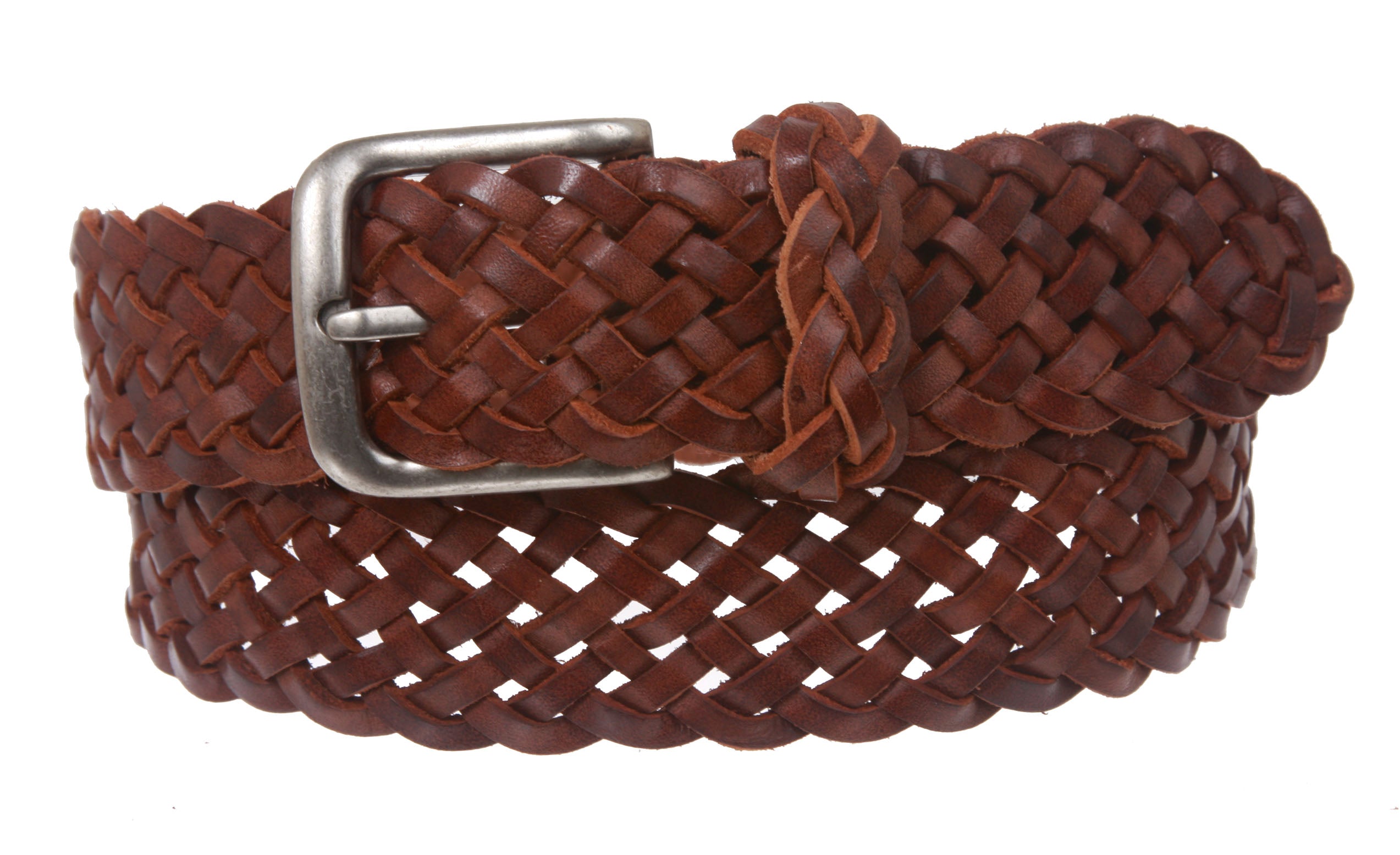 Women's 1 3/8" Braided Woven Solid Leather Belt - OnlineBelts