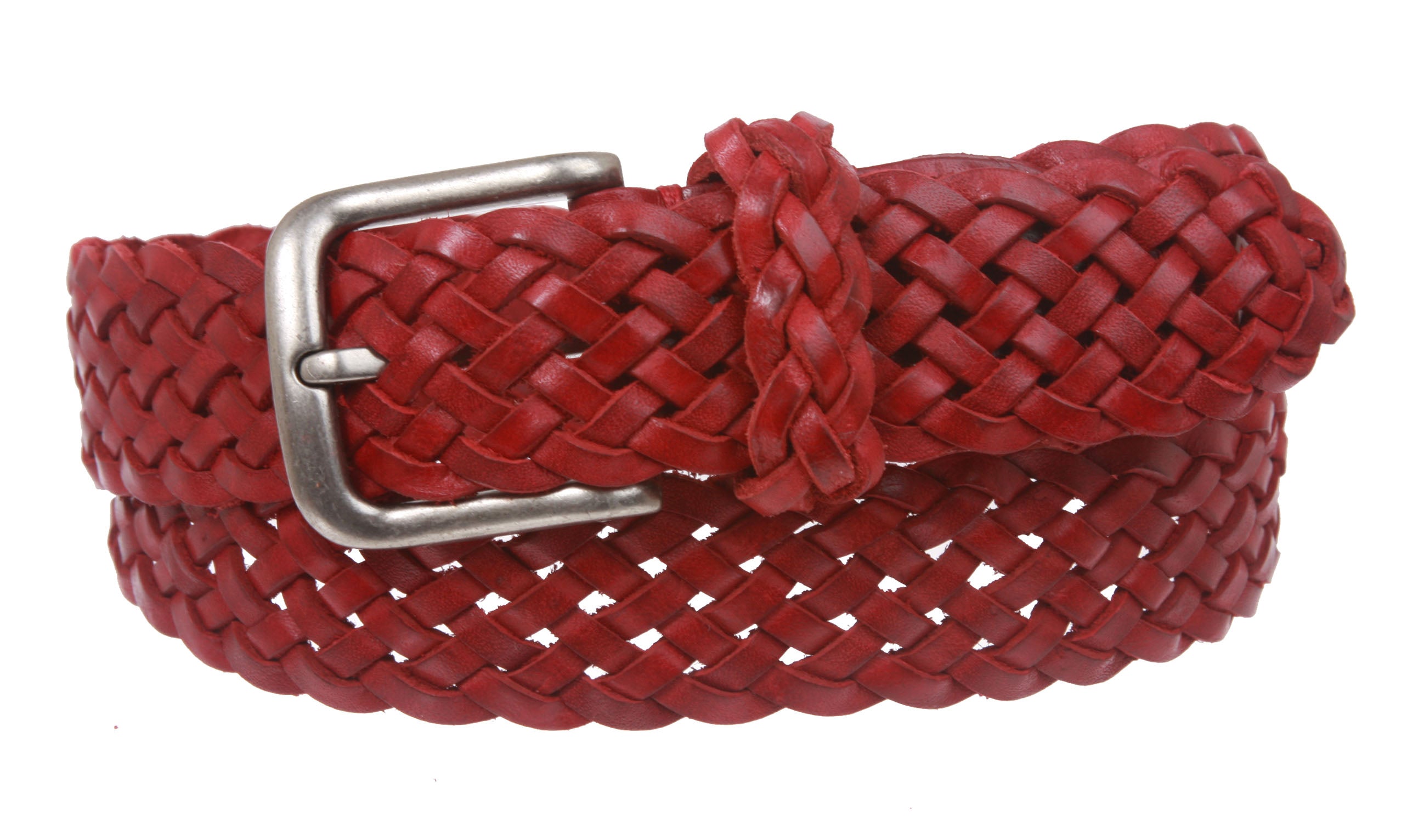 Women's 1 3/8" Braided Woven Solid Leather Belt - OnlineBelts