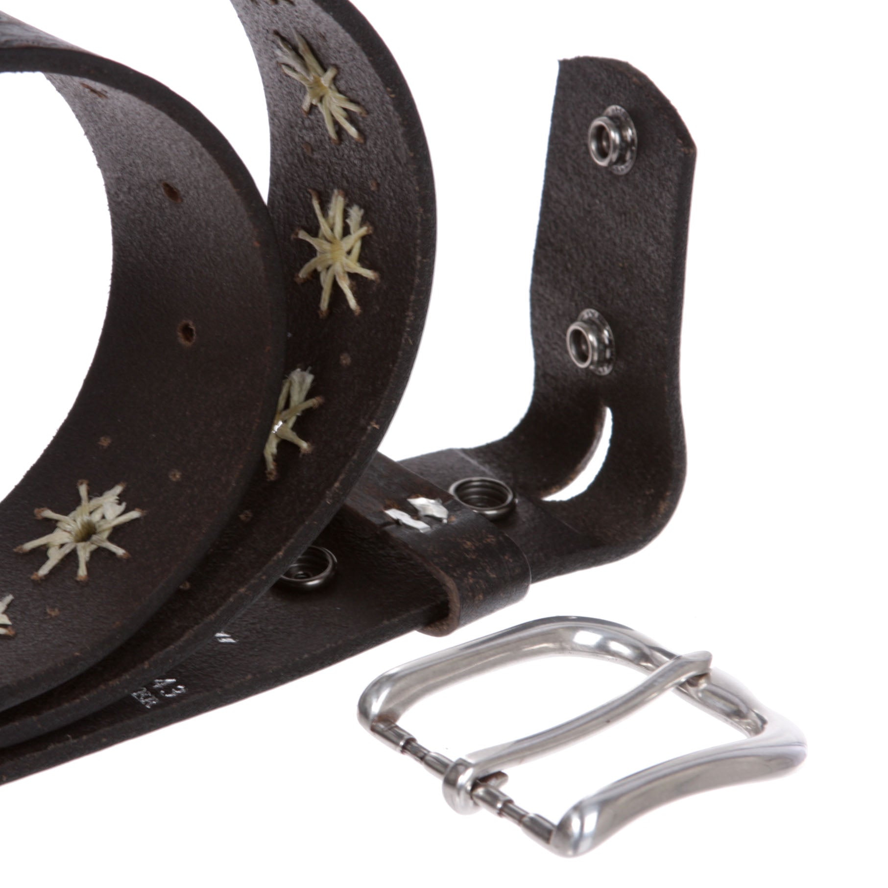 1 1/2" (38 mm) Snap on Western Vintage Embossed Sunflower Leather Belt - OnlineBelts