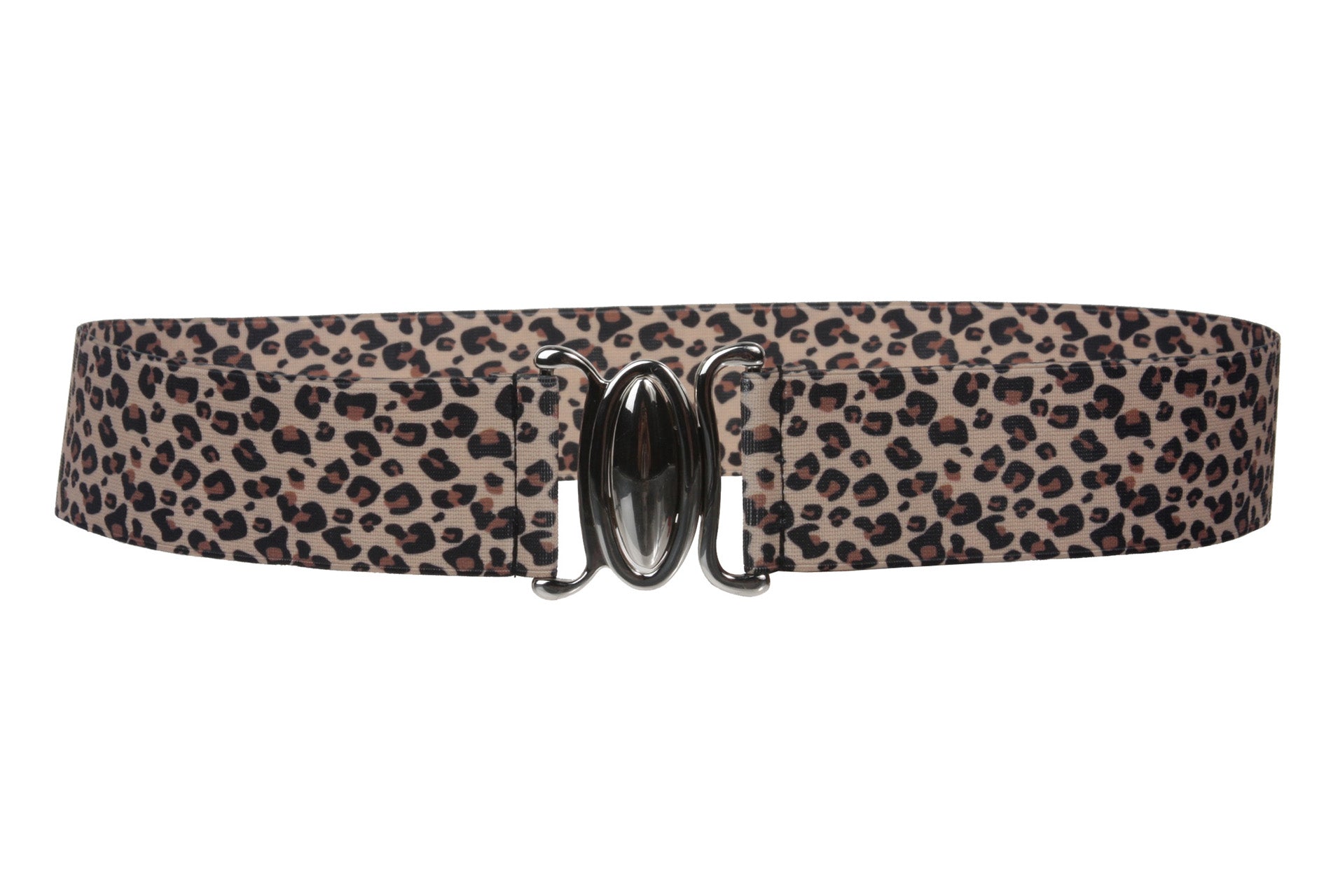 Ladies 1  7/8" Wide Leopard Pattern Elastic Belt
