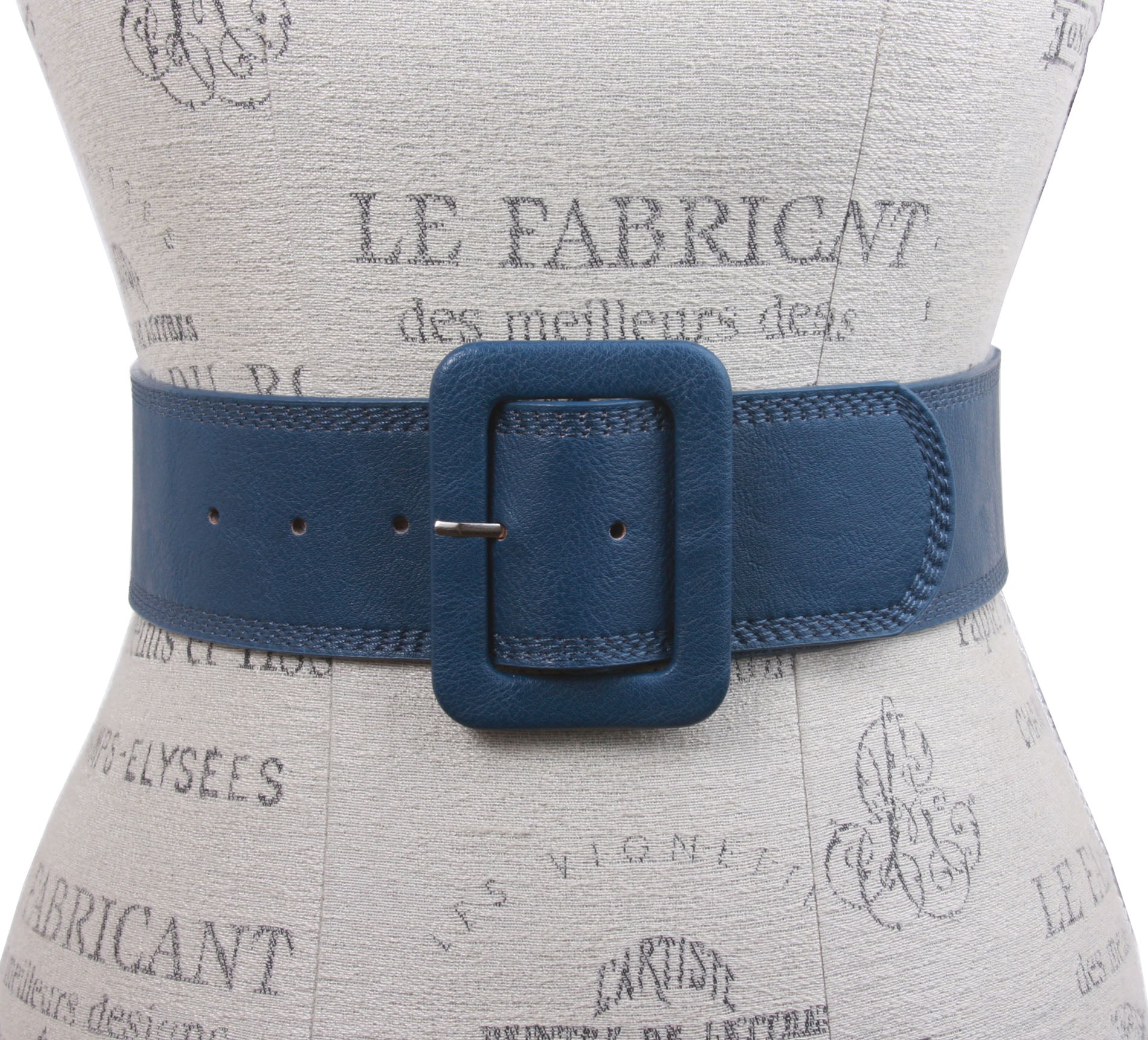 Women's 2 1/4" Wide High Waist Stitch Rectangular Leather Belt - OnlineBelts