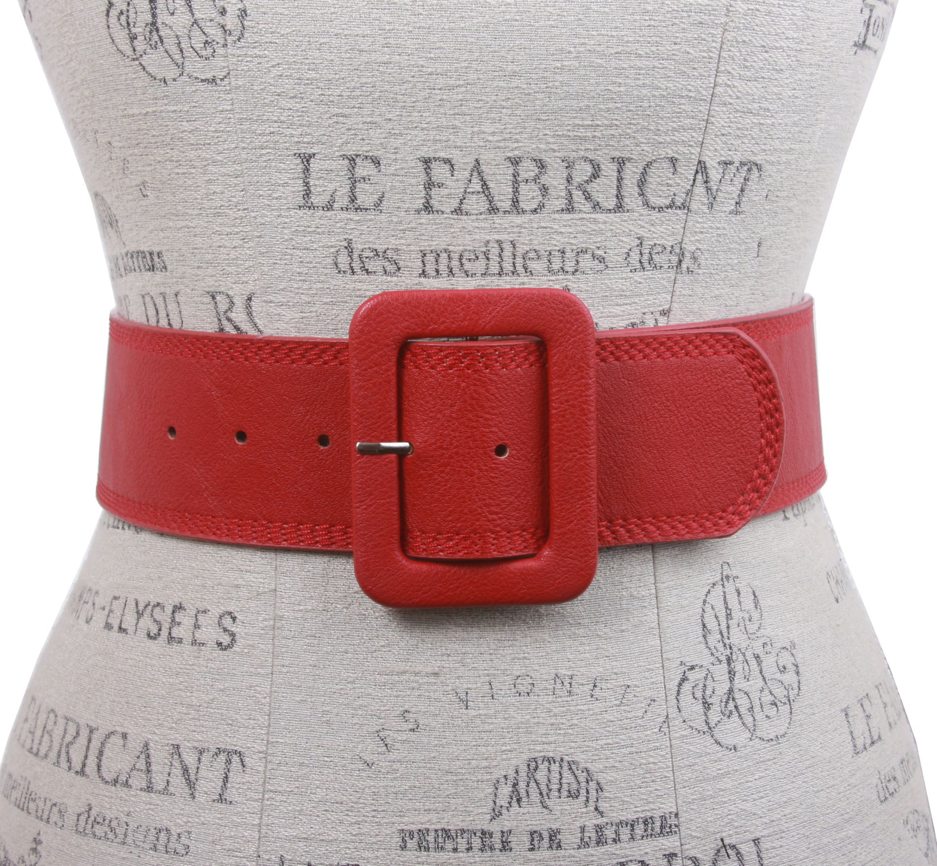 Women's 2 1/4" Wide High Waist Stitch Rectangular Leather Belt - OnlineBelts