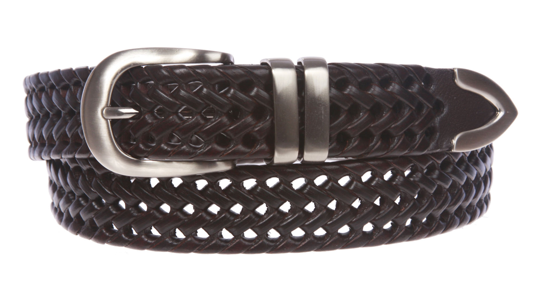 Men's 1 1/8 Inch (30 mm) Braided Leather Dress Lacing Belt - OnlineBelts
