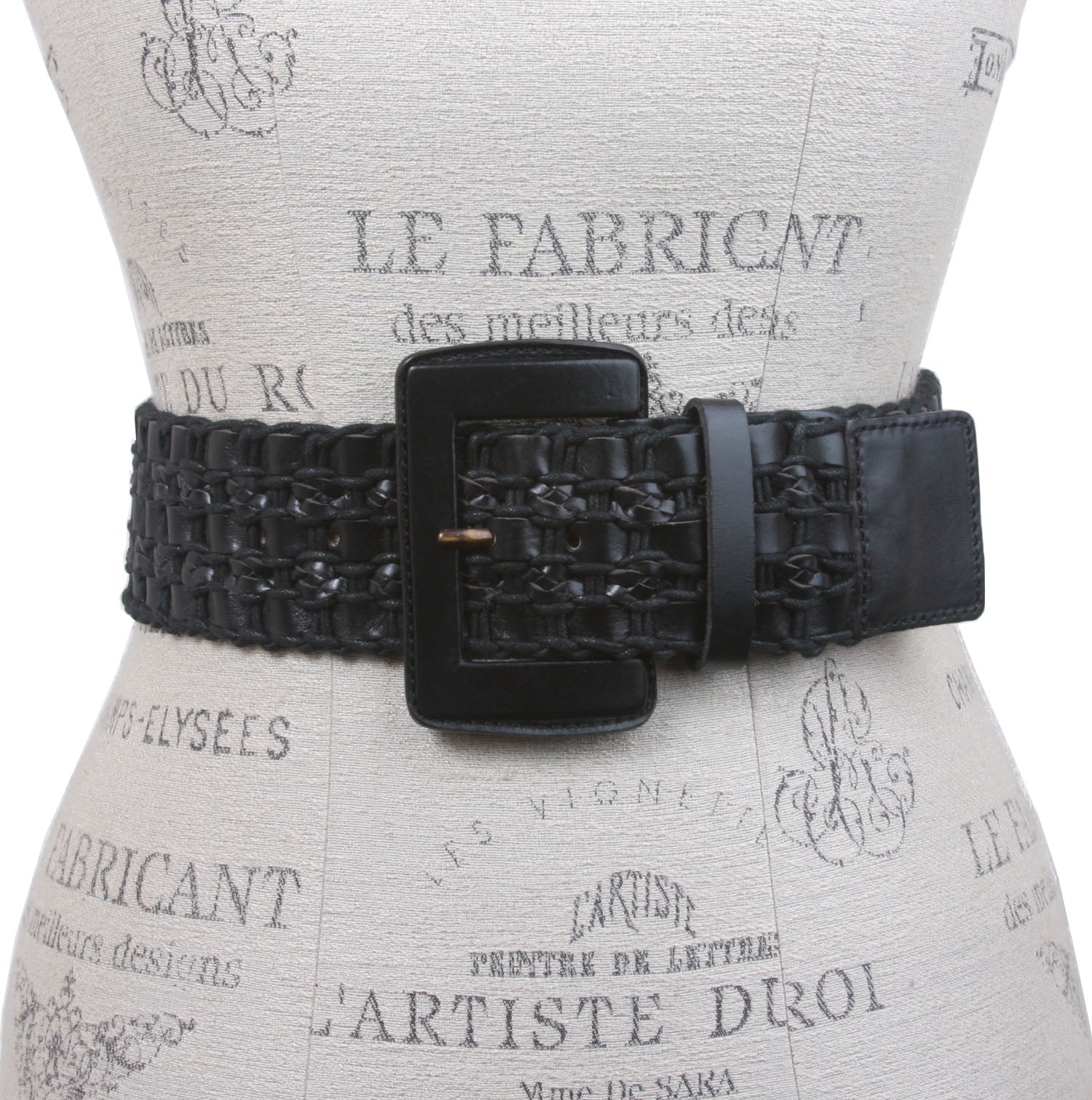 Women's 2 3/8" or 60 mm Wide High Waist Braided Woven Full Grain Leather Belt - OnlineBelts