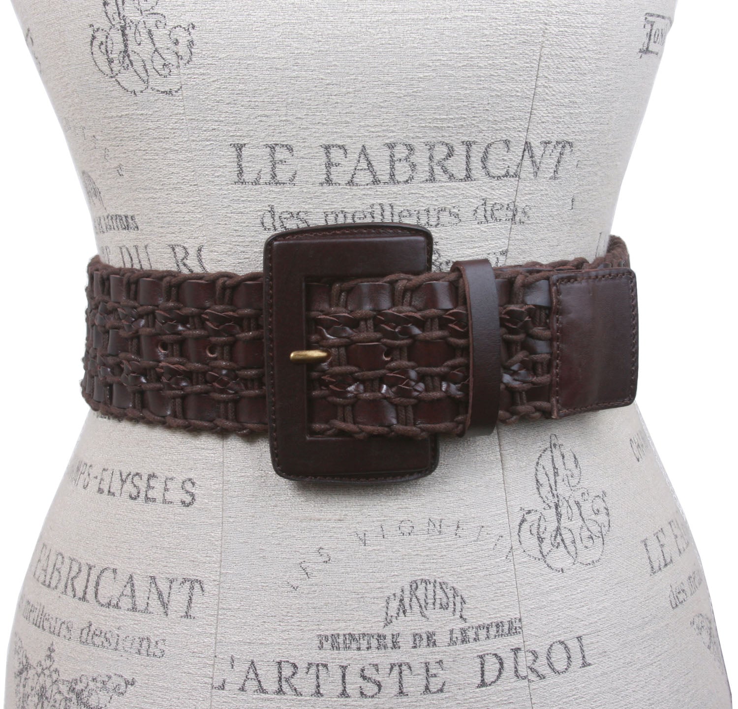 Women's 2 3/8" or 60 mm Wide High Waist Braided Woven Full Grain Leather Belt - OnlineBelts