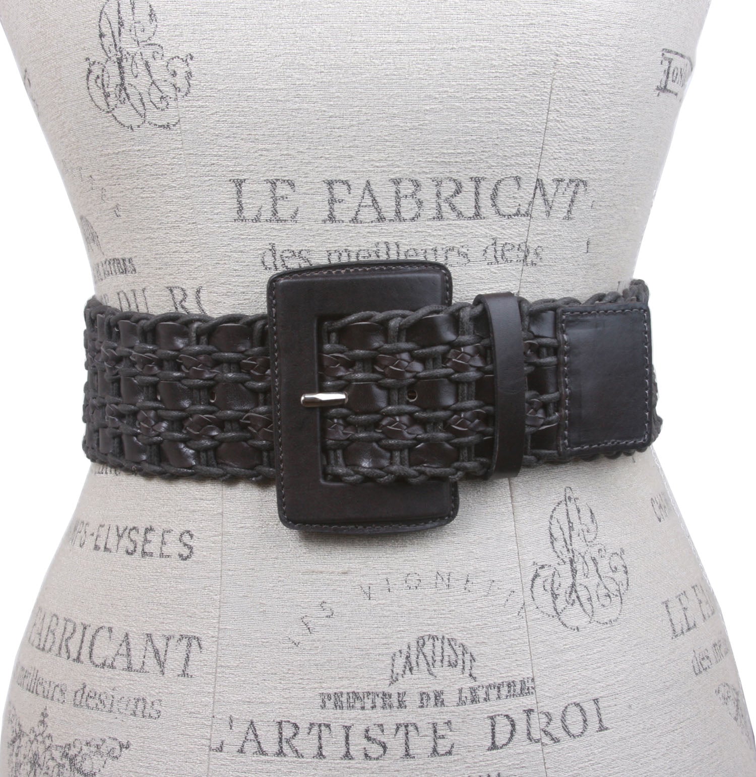 Women's 2 3/8" or 60 mm Wide High Waist Braided Woven Full Grain Leather Belt - OnlineBelts