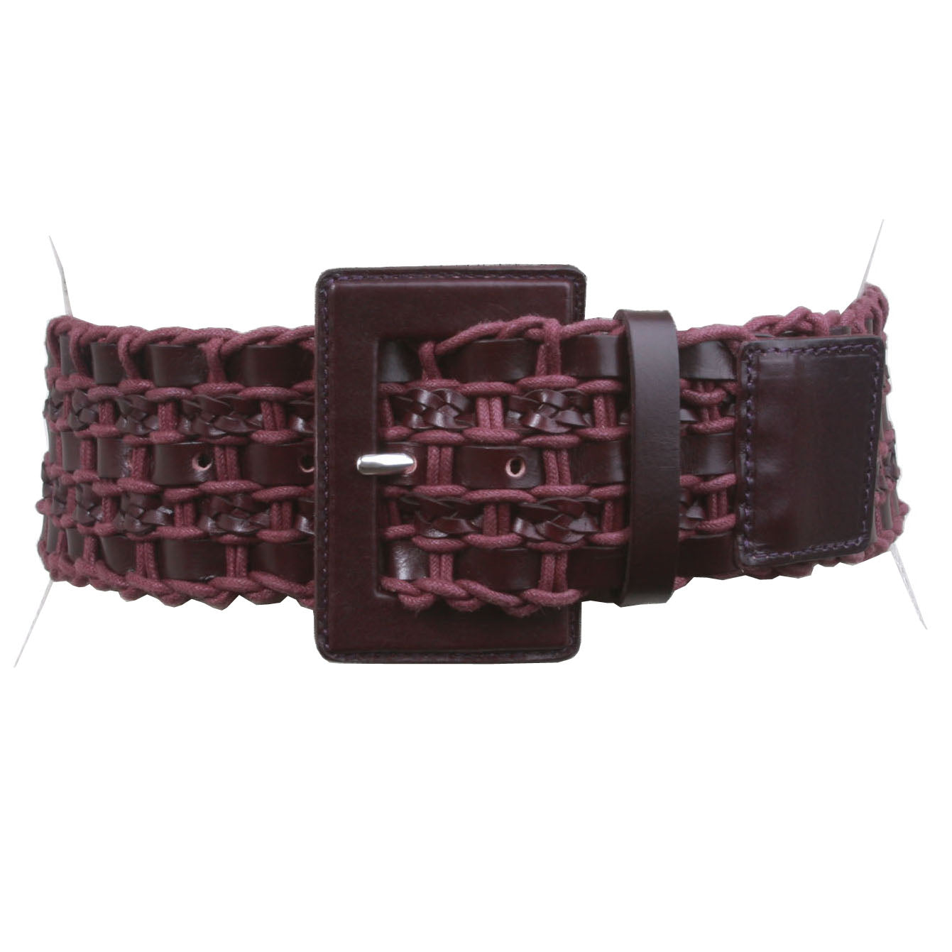 Women's 2 3/8" or 60 mm Wide High Waist Braided Woven Full Grain Leather Belt