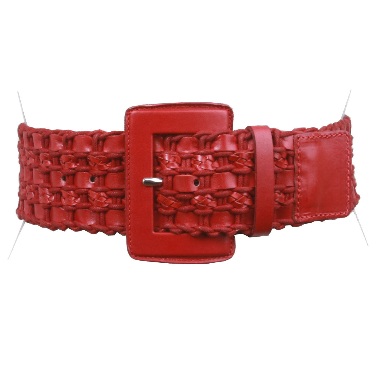 Women's 2 3/8" or 60 mm Wide High Waist Braided Woven Full Grain Leather Belt - OnlineBelts