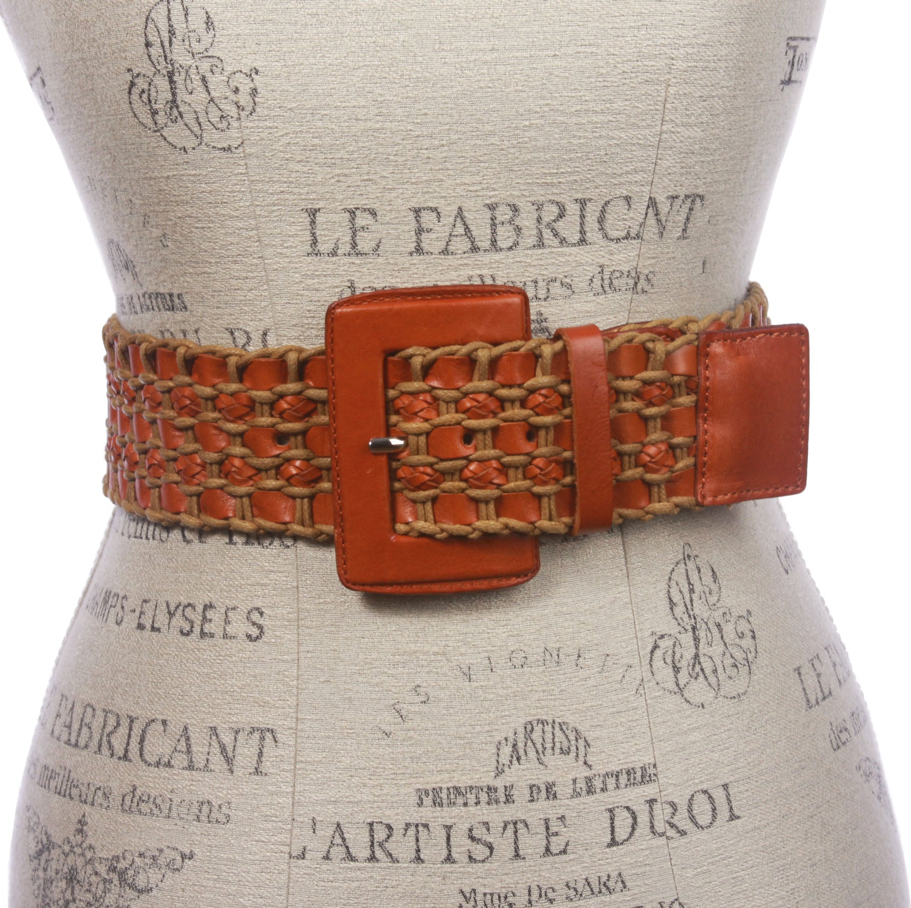 Women's 2 3/8" or 60 mm Wide High Waist Braided Woven Full Grain Leather Belt - OnlineBelts