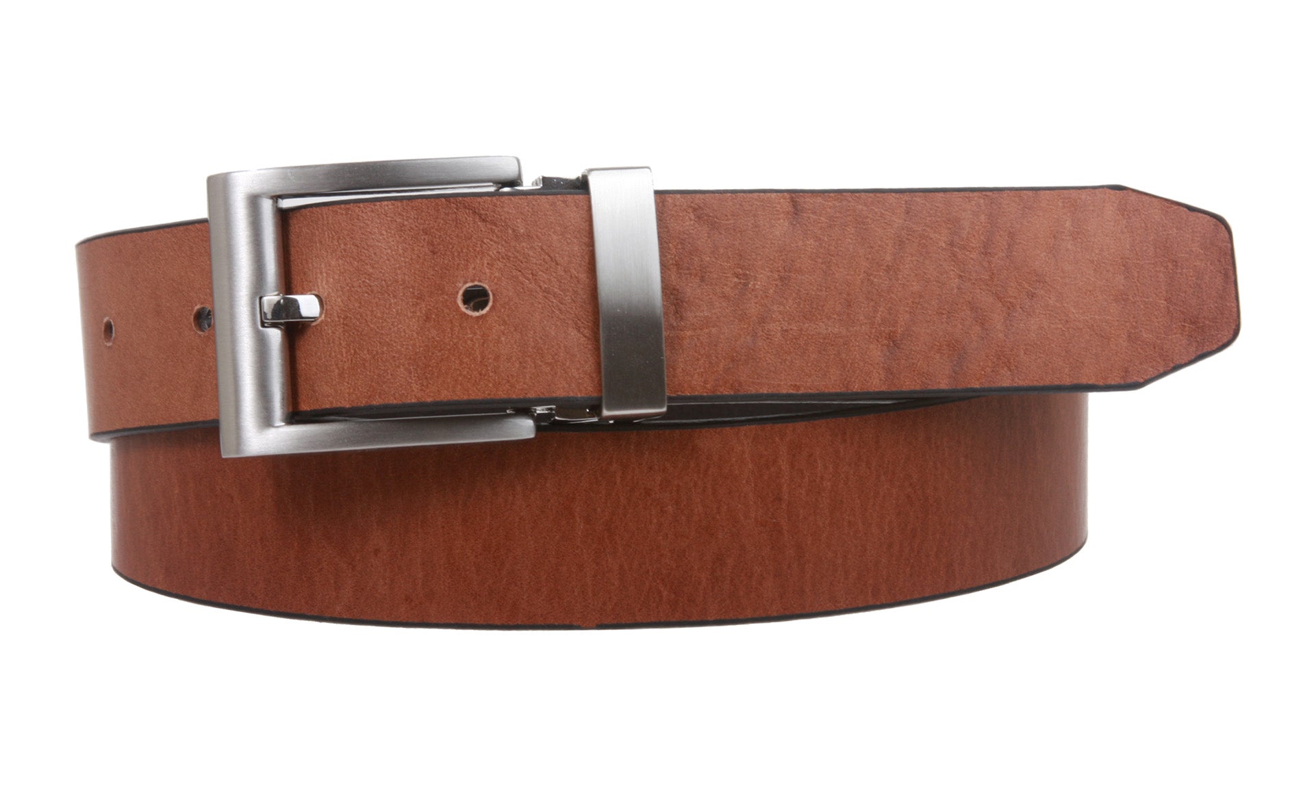 Men's 1 1/4" (32 mm) Cowhide Solid Leather Black & Brown Reversible Clamp Dress Belt - OnlineBelts