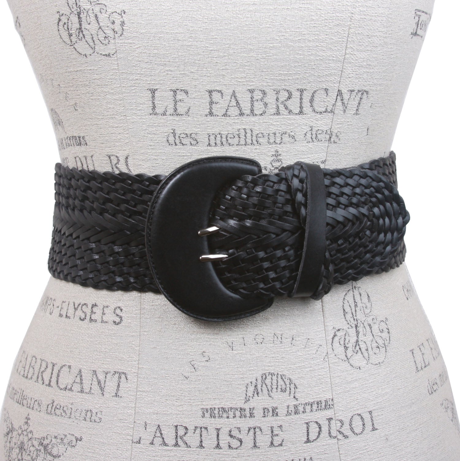 Women's High Waist Braided Woven Full Grain Leather Belt - OnlineBelts