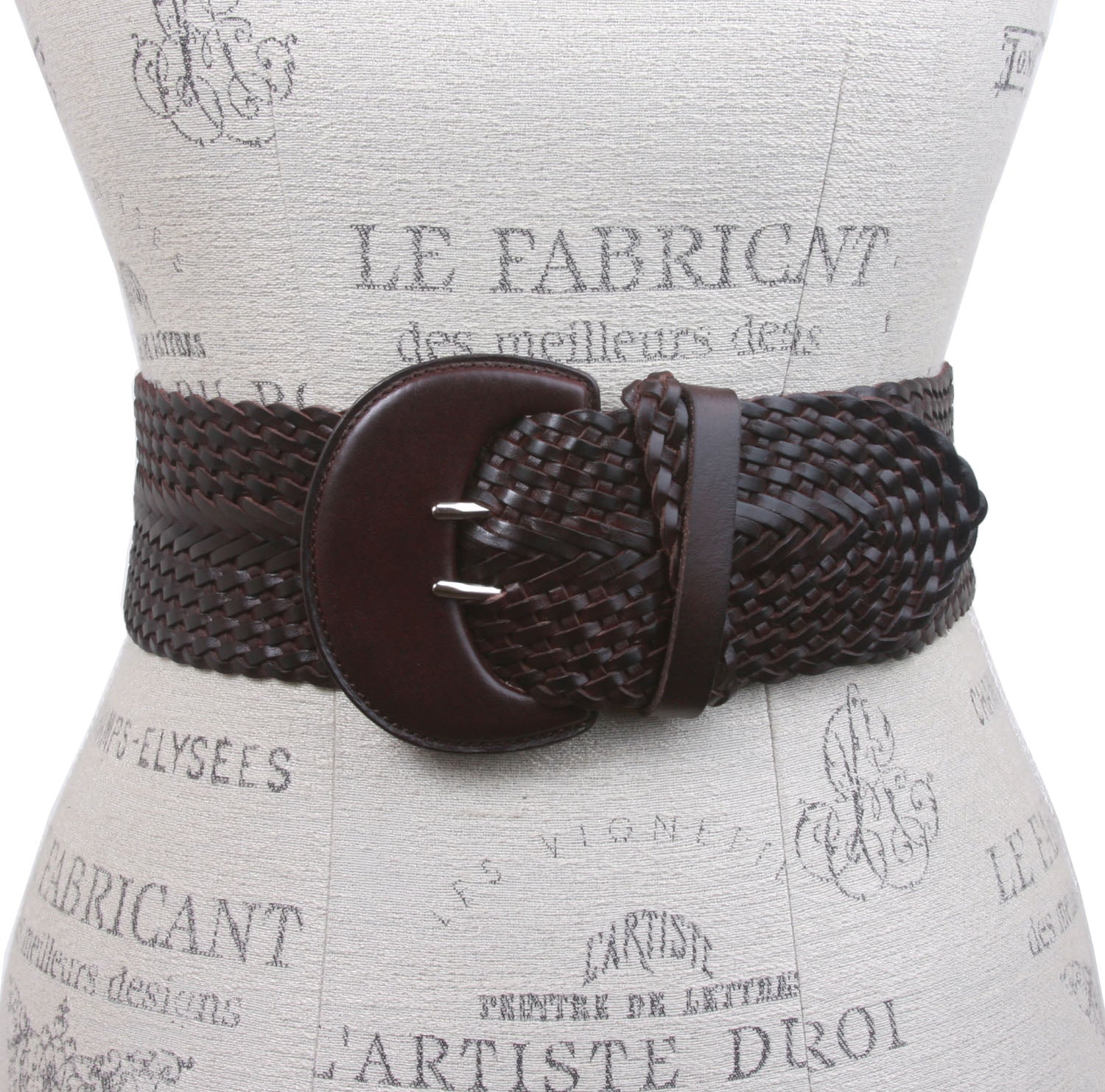 Women's High Waist Braided Woven Full Grain Leather Belt - OnlineBelts