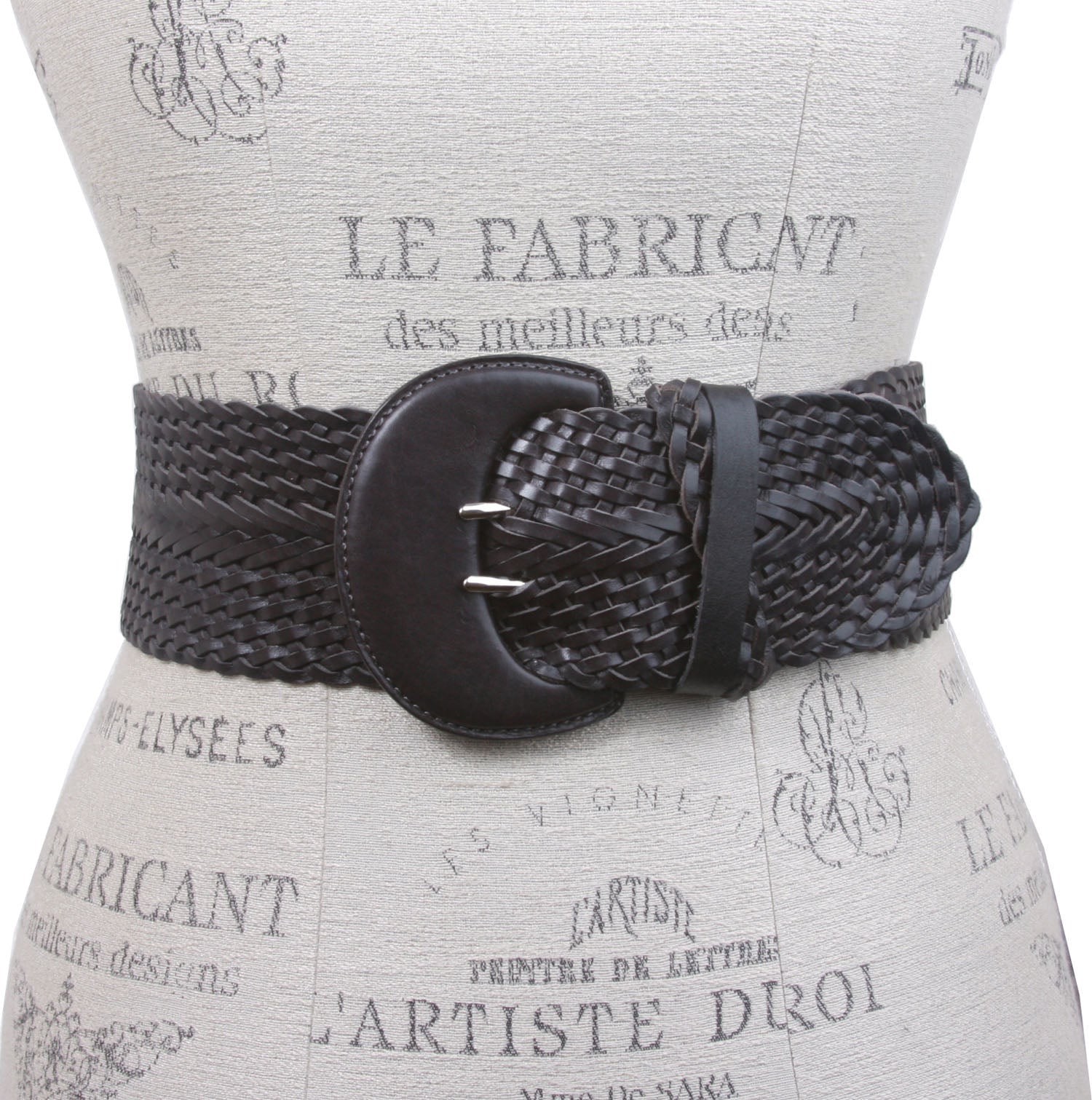 Women's High Waist Braided Woven Full Grain Leather Belt - OnlineBelts