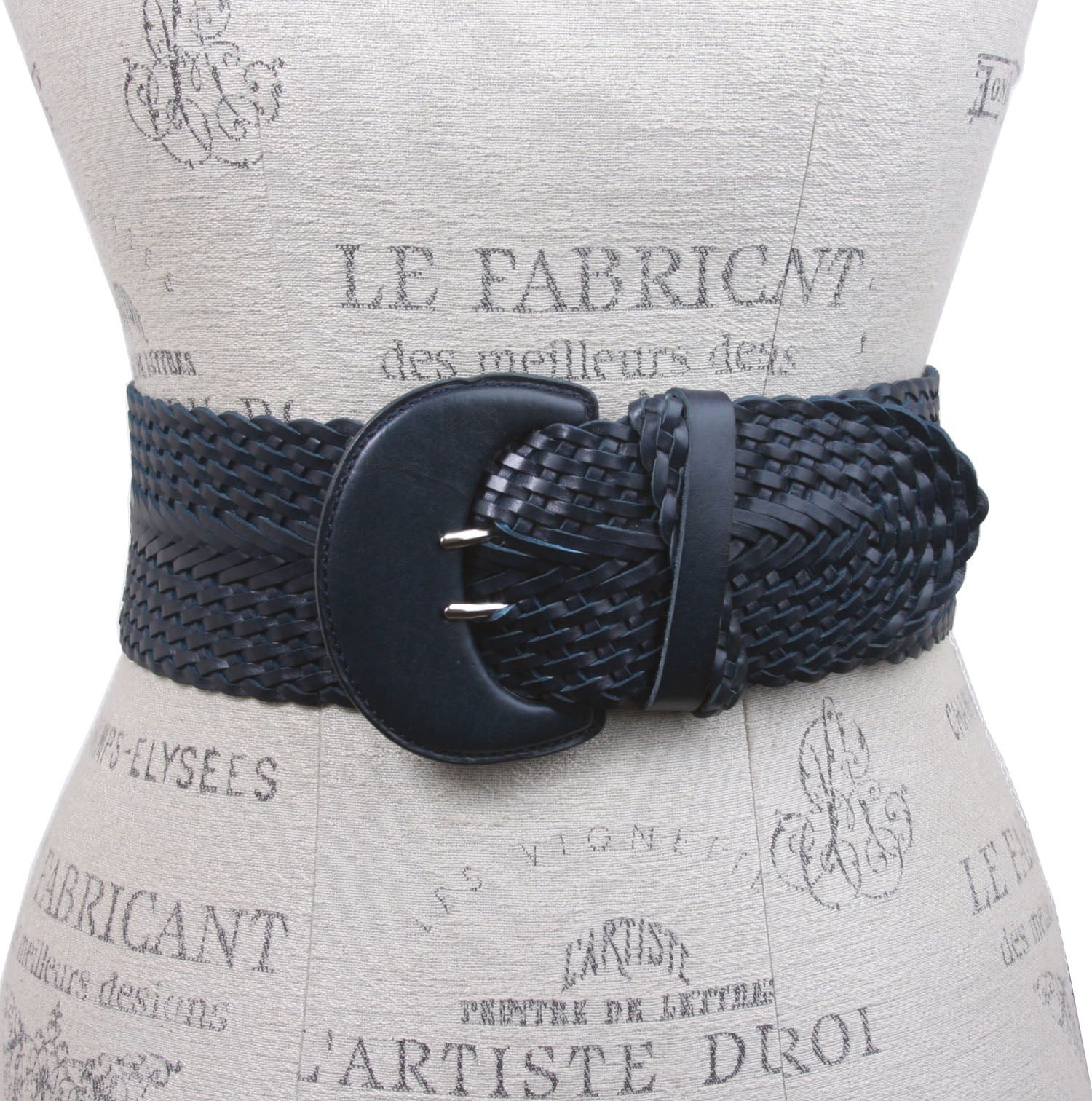 Women's High Waist Braided Woven Full Grain Leather Belt - OnlineBelts