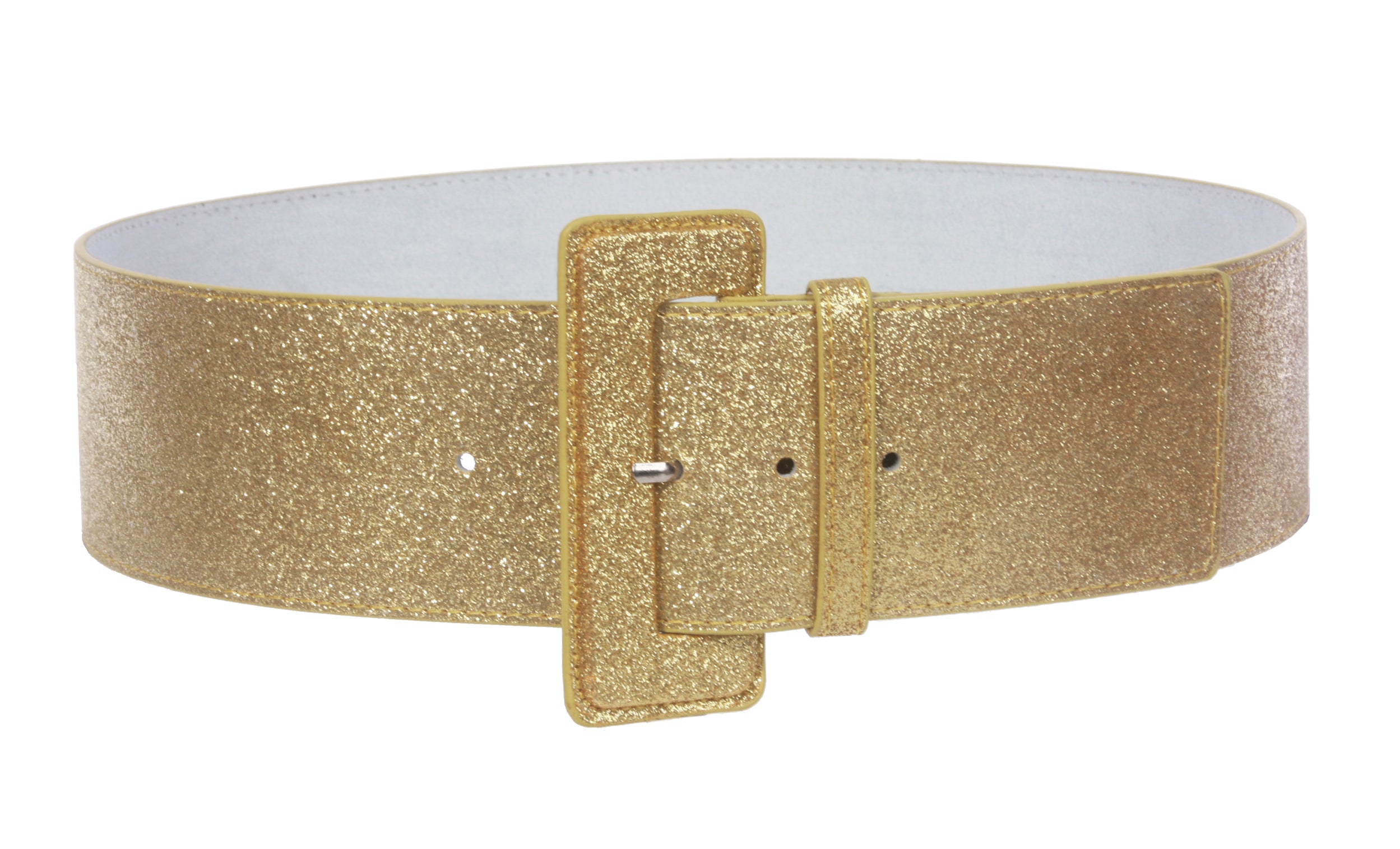 Ladies High Waist Wide Glitter Fashion Plain Leather Belt - OnlineBelts