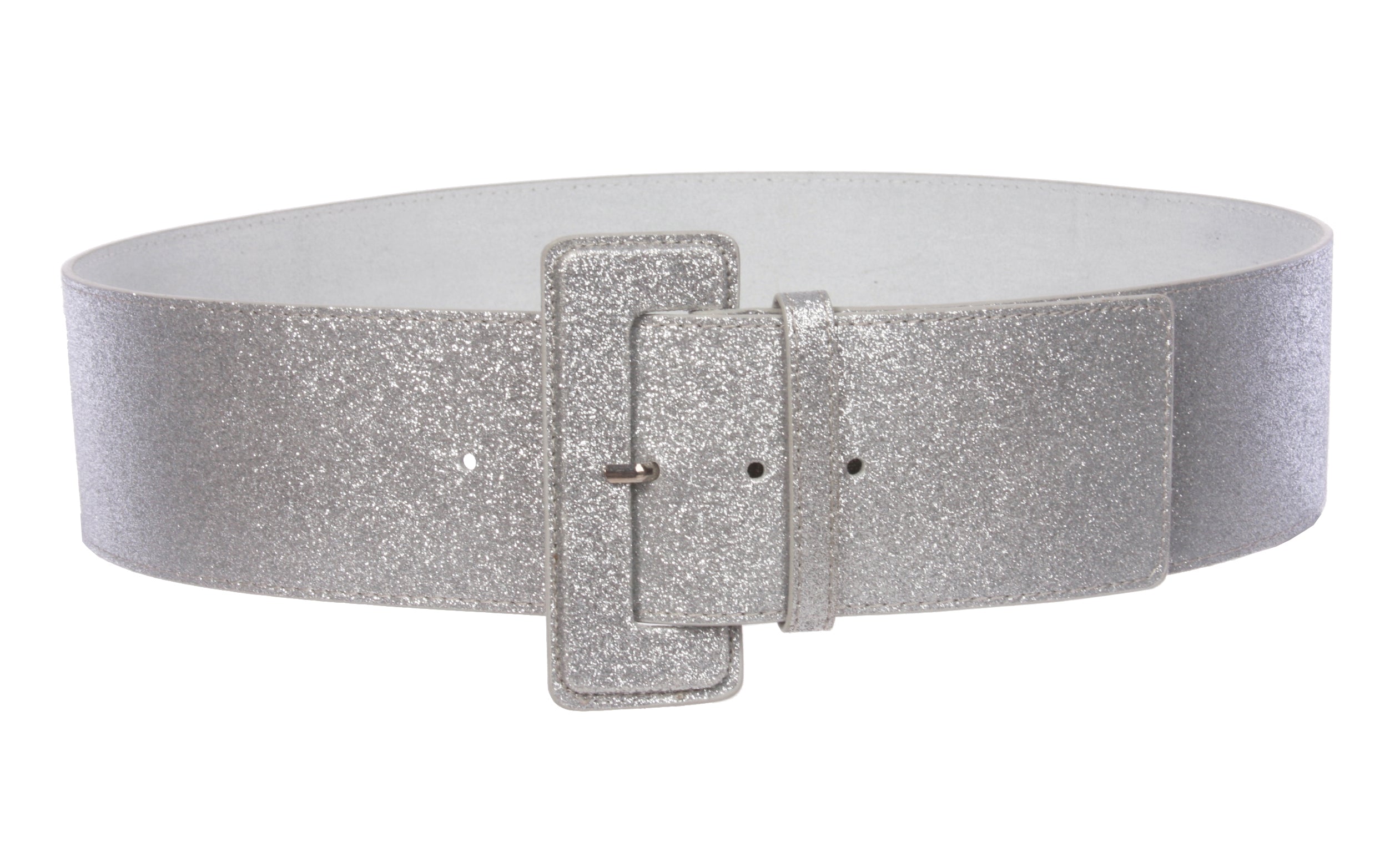Ladies High Waist Wide Glitter Fashion Plain Leather Belt - OnlineBelts