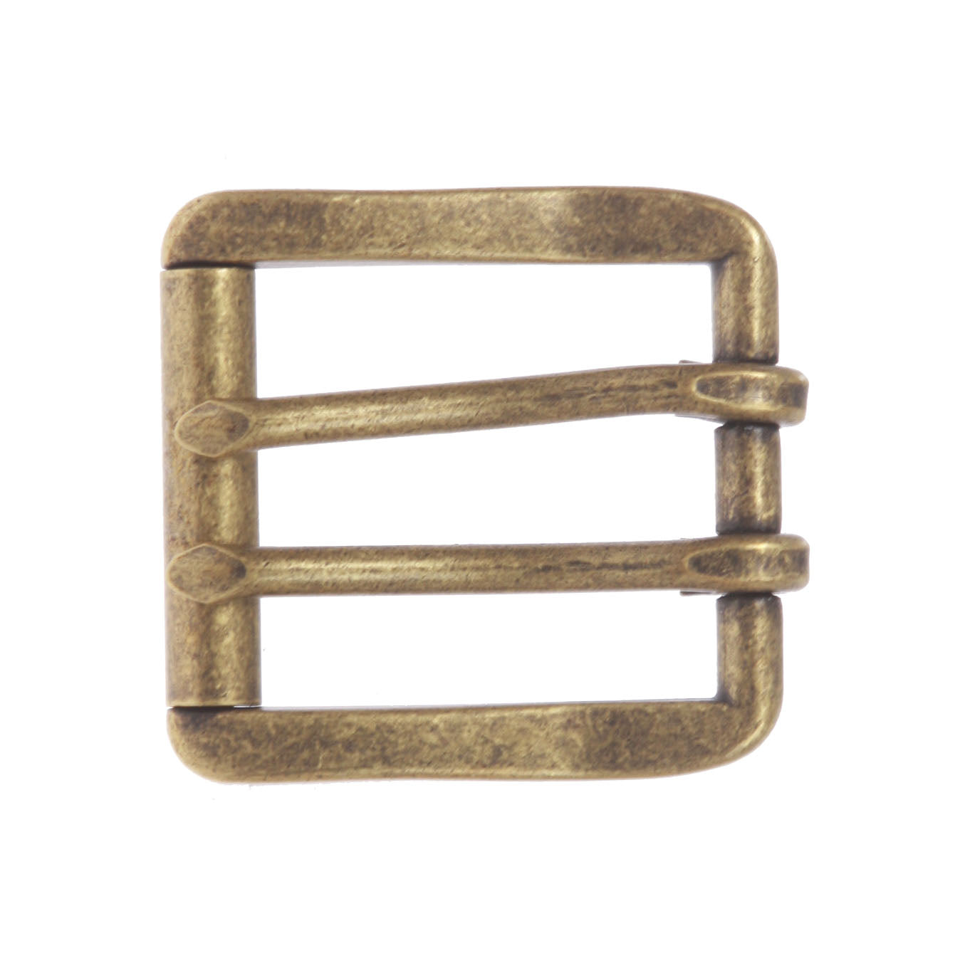 1 1/2" (38 mm) Double Prong Roller Solid Brass Belt Buckle - OnlineBelts