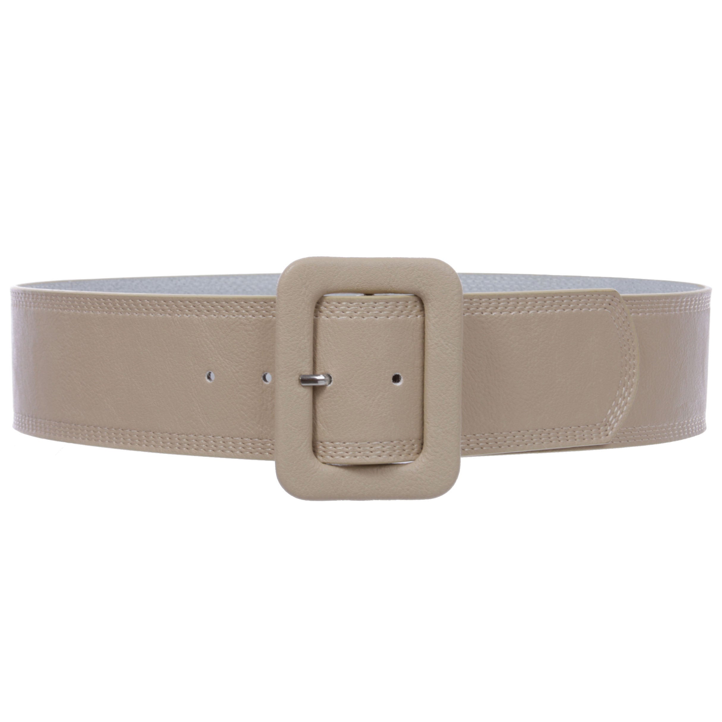 Women's 2 1/4" Wide High Waist Stitch Rectangular Leather Belt - OnlineBelts