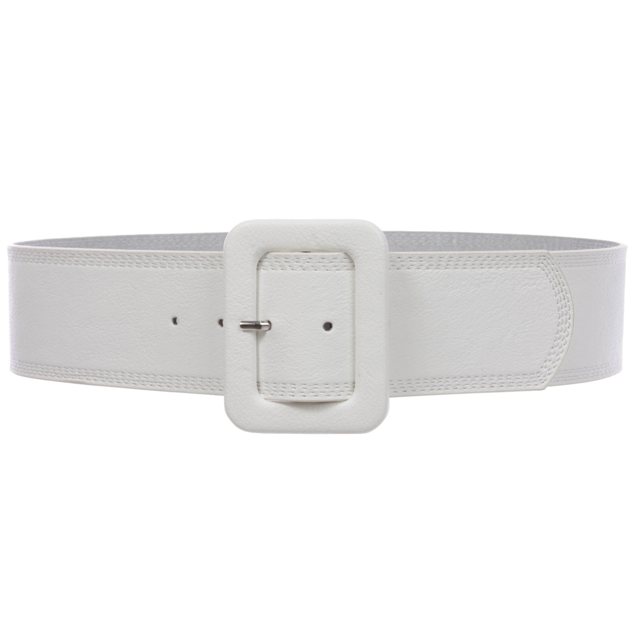 Women's 2 1/4" Wide High Waist Stitch Rectangular Leather Belt - OnlineBelts