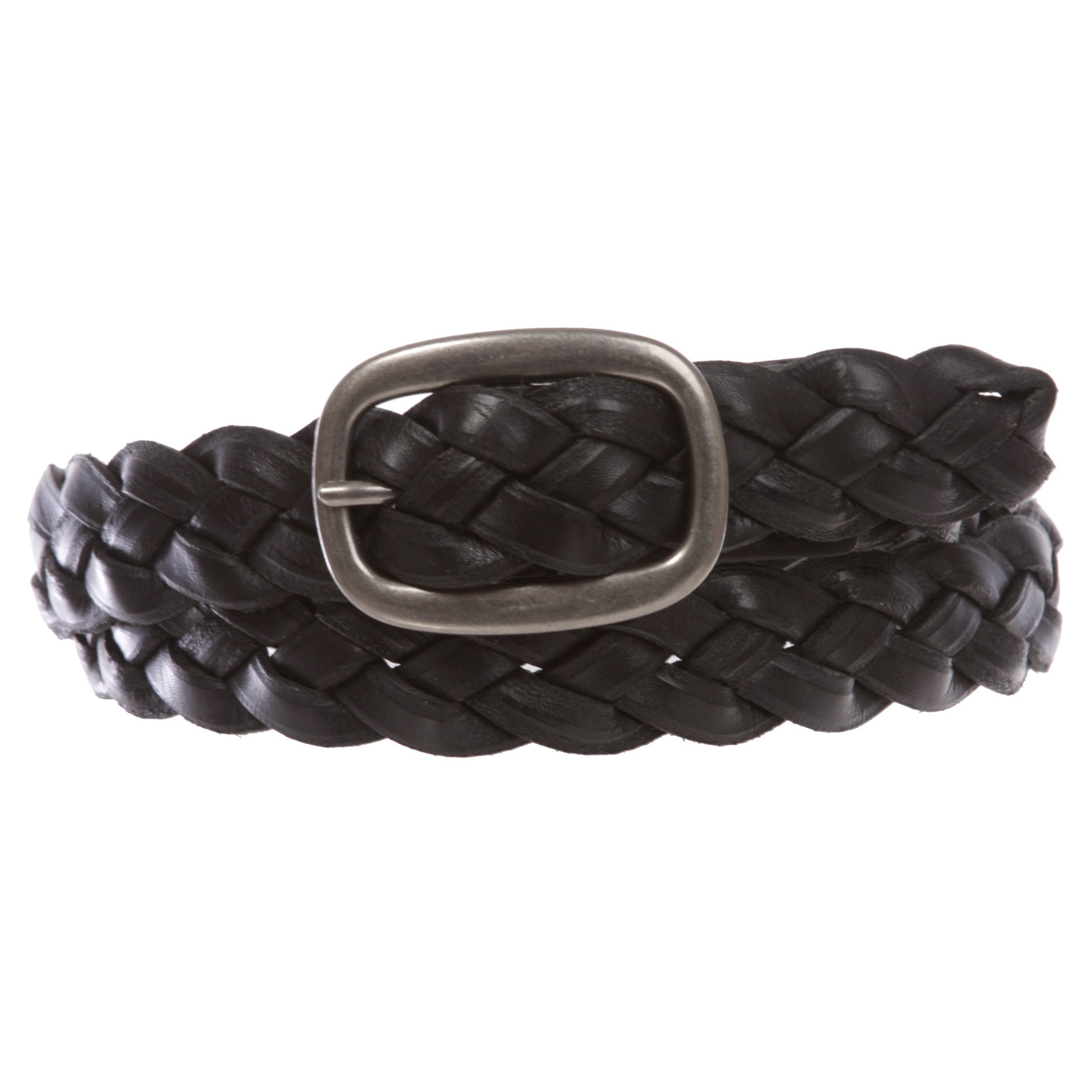 Women's 1 1/4" Braided Woven Cowhide Top Full Grain Solid Two-Tone 3D Style Vintage Leather Belt - OnlineBelts