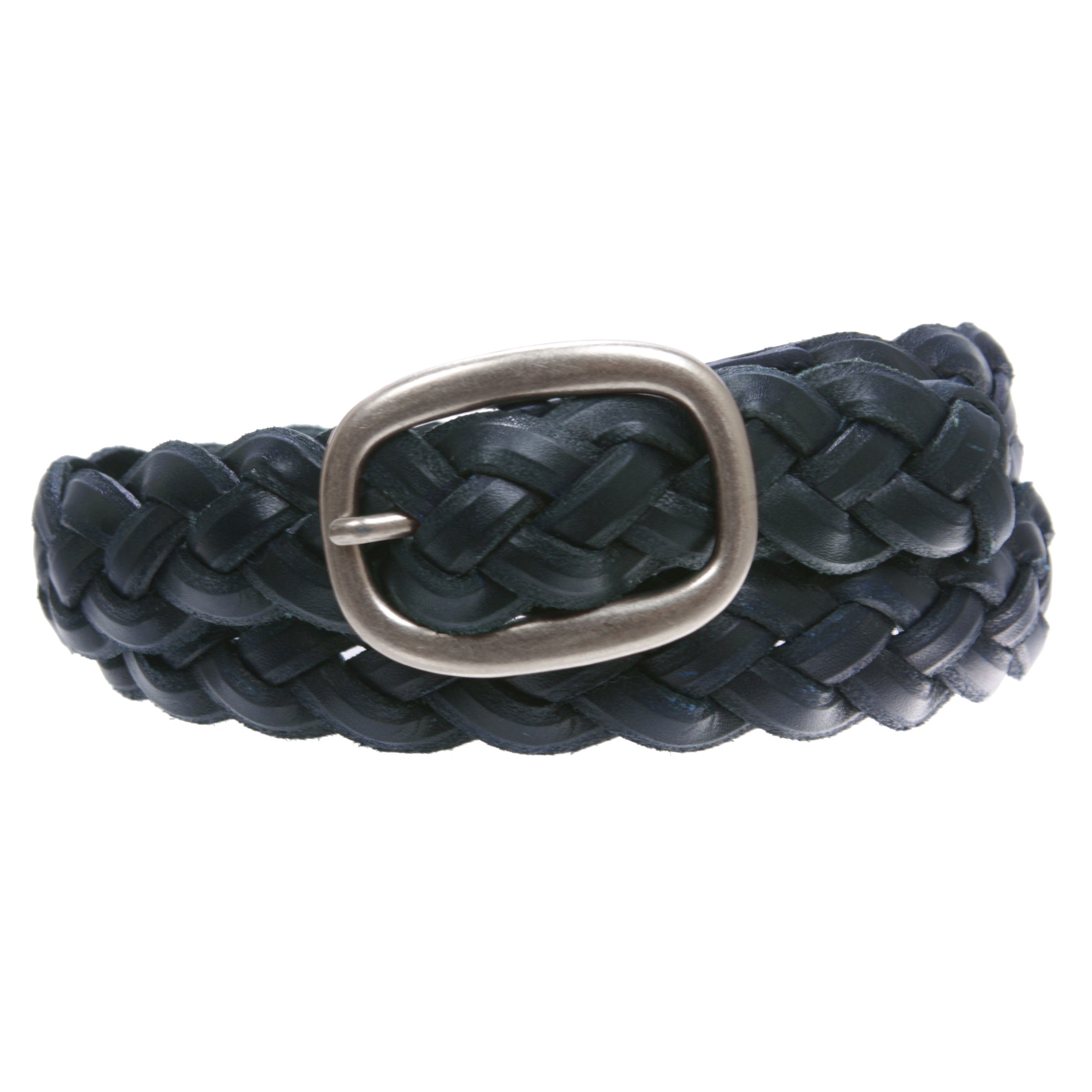 Women's 1 1/4" Braided Woven Cowhide Top Full Grain Solid Two-Tone 3D Style Vintage Leather Belt