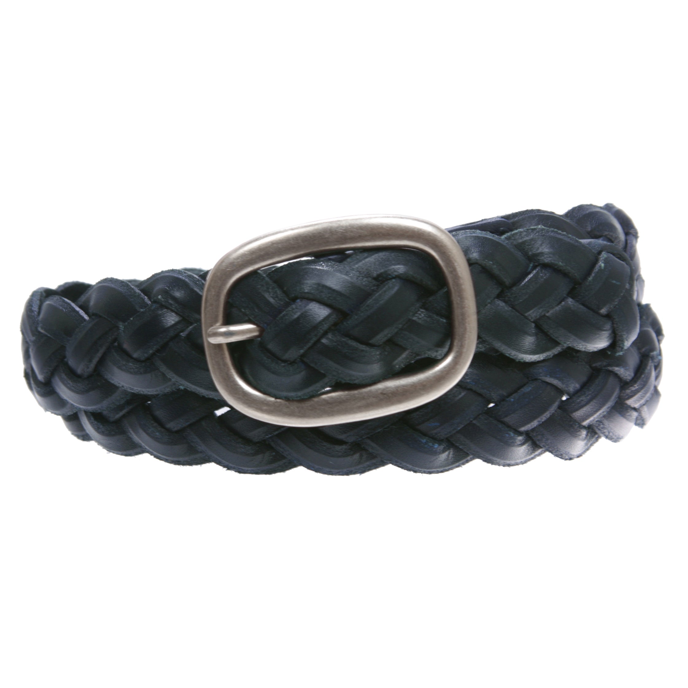 Women's 1 1/4" Braided Woven Cowhide Top Full Grain Solid Two-Tone 3D Style Vintage Leather Belt - OnlineBelts