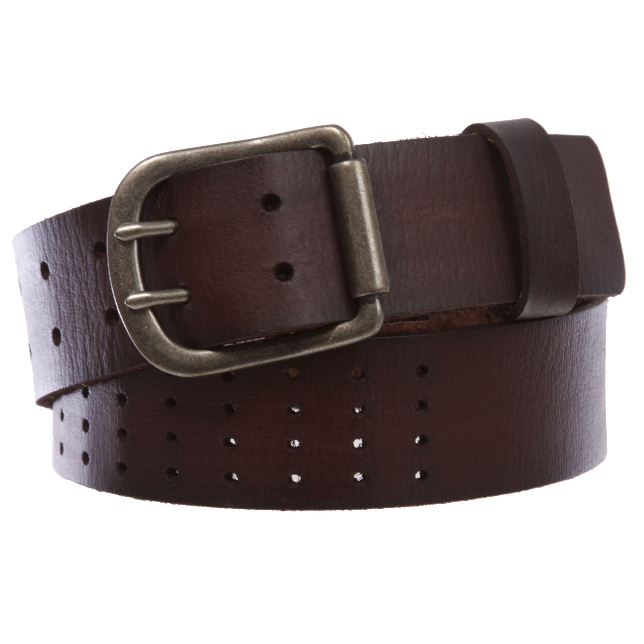 1 1/2" (40mm) Hollow Out Soft cowhide full grain leather Double Prong Belt - OnlineBelts