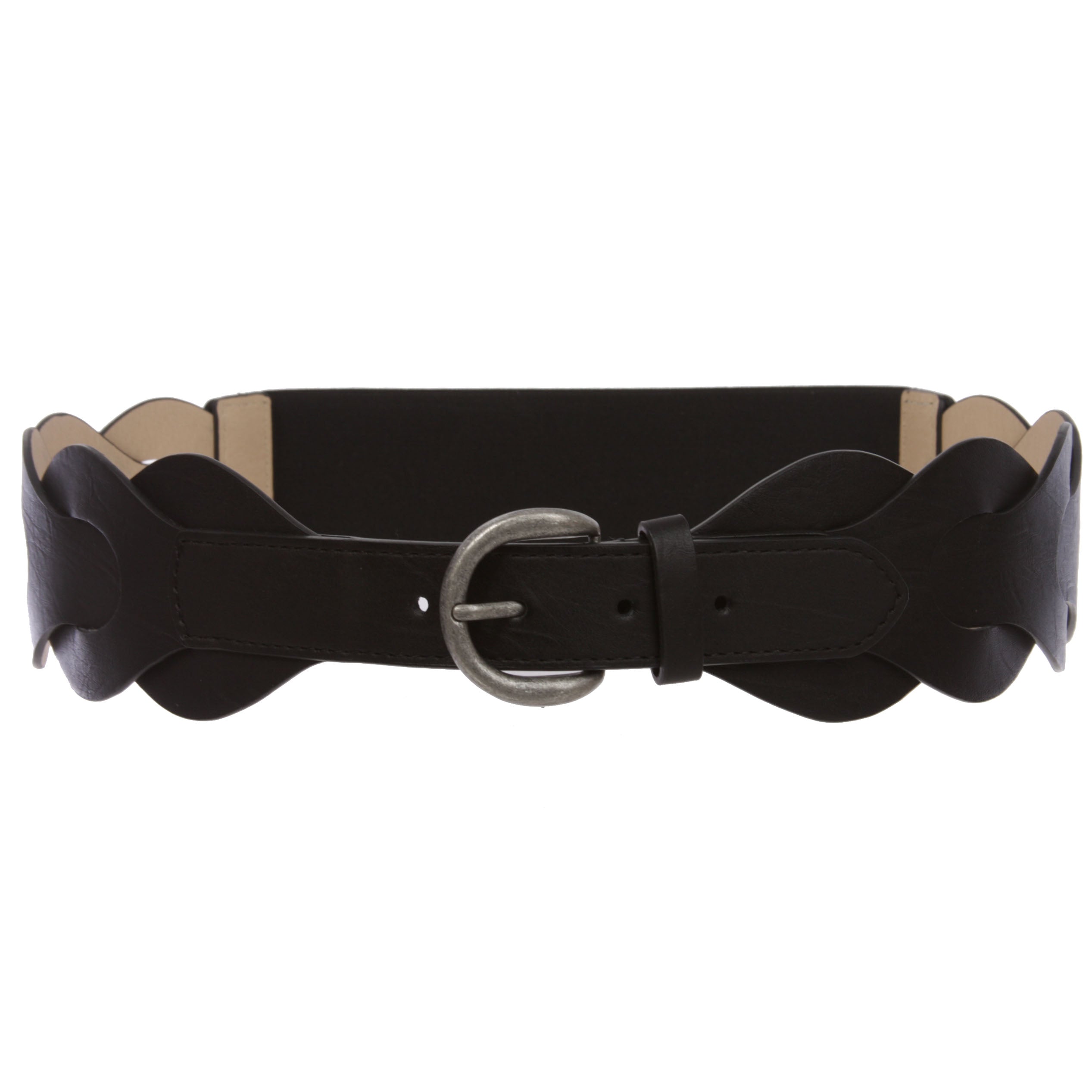 Women's 2 1/2" (62 mm) Wide High Waist Disk Linked Braided Fashion Stretch Belt