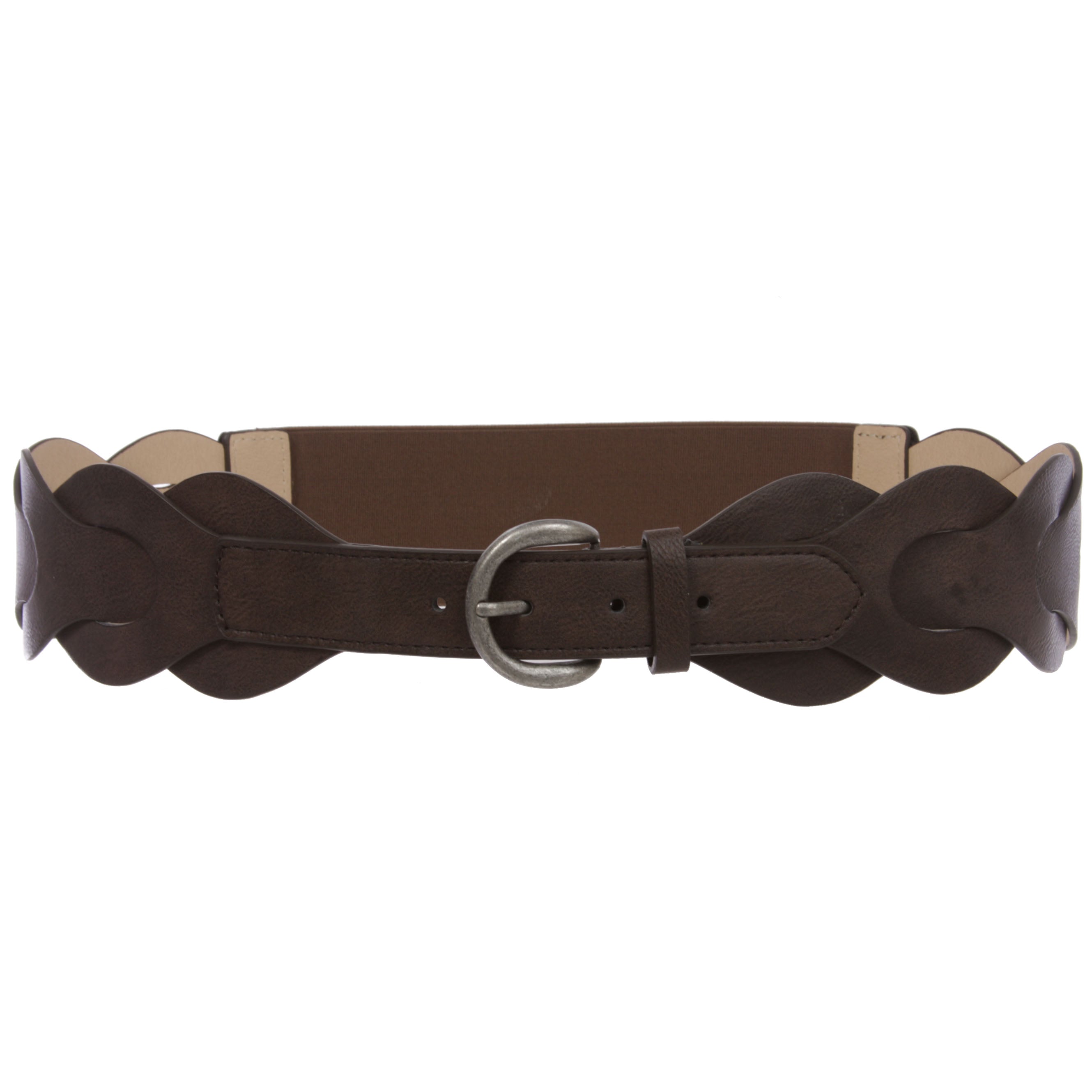 Women's 2 1/2" (62 mm) Wide High Waist Disk Linked Braided Fashion Stretch Belt - OnlineBelts