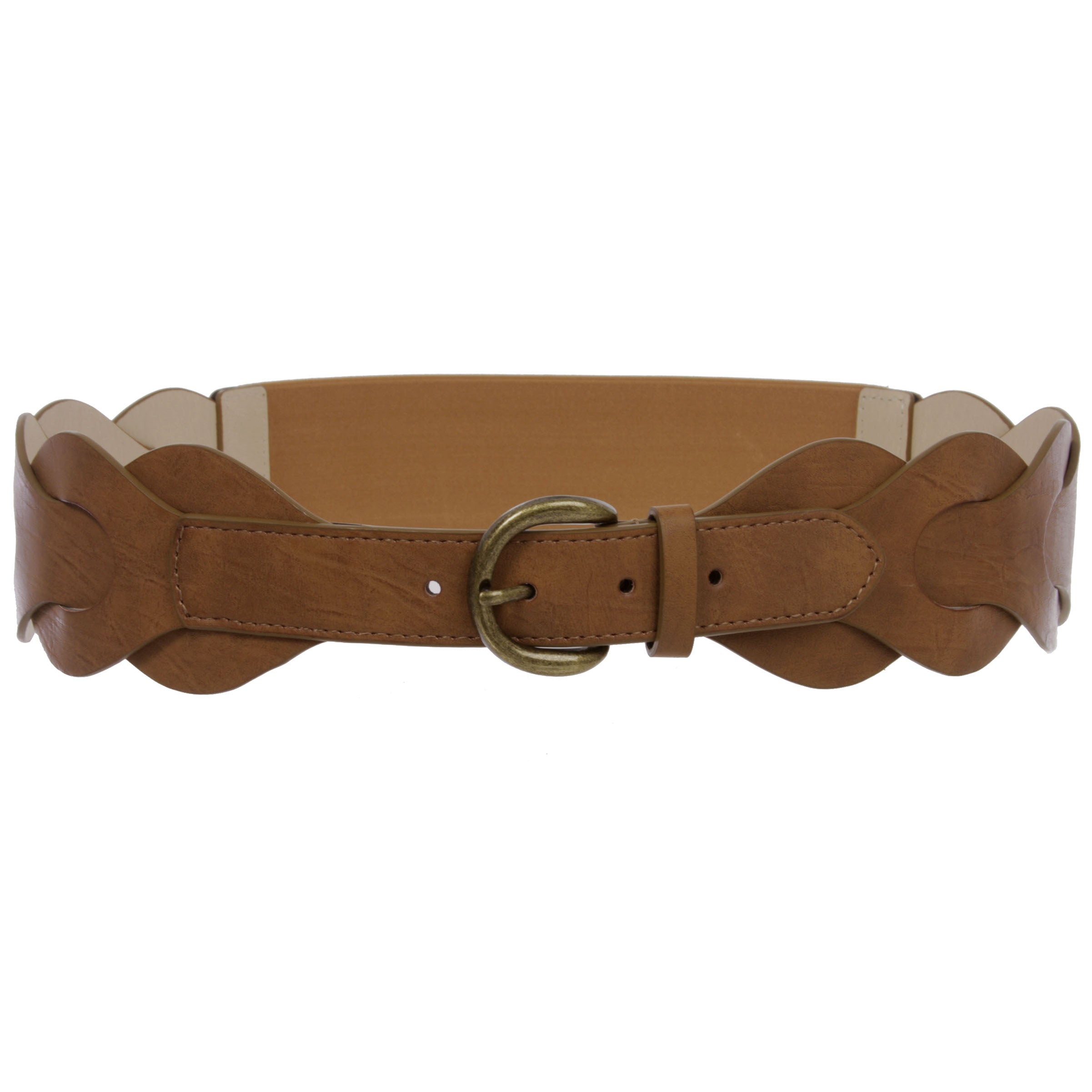 Women's 2 1/2" (62 mm) Wide High Waist Disk Linked Braided Fashion Stretch Belt - OnlineBelts