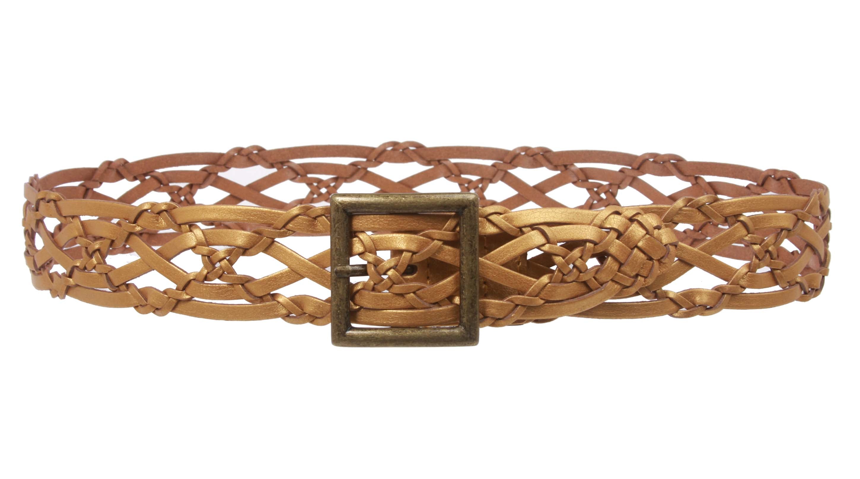 Women's 1 1/2" Braided Woven Leather Square Belt - OnlineBelts