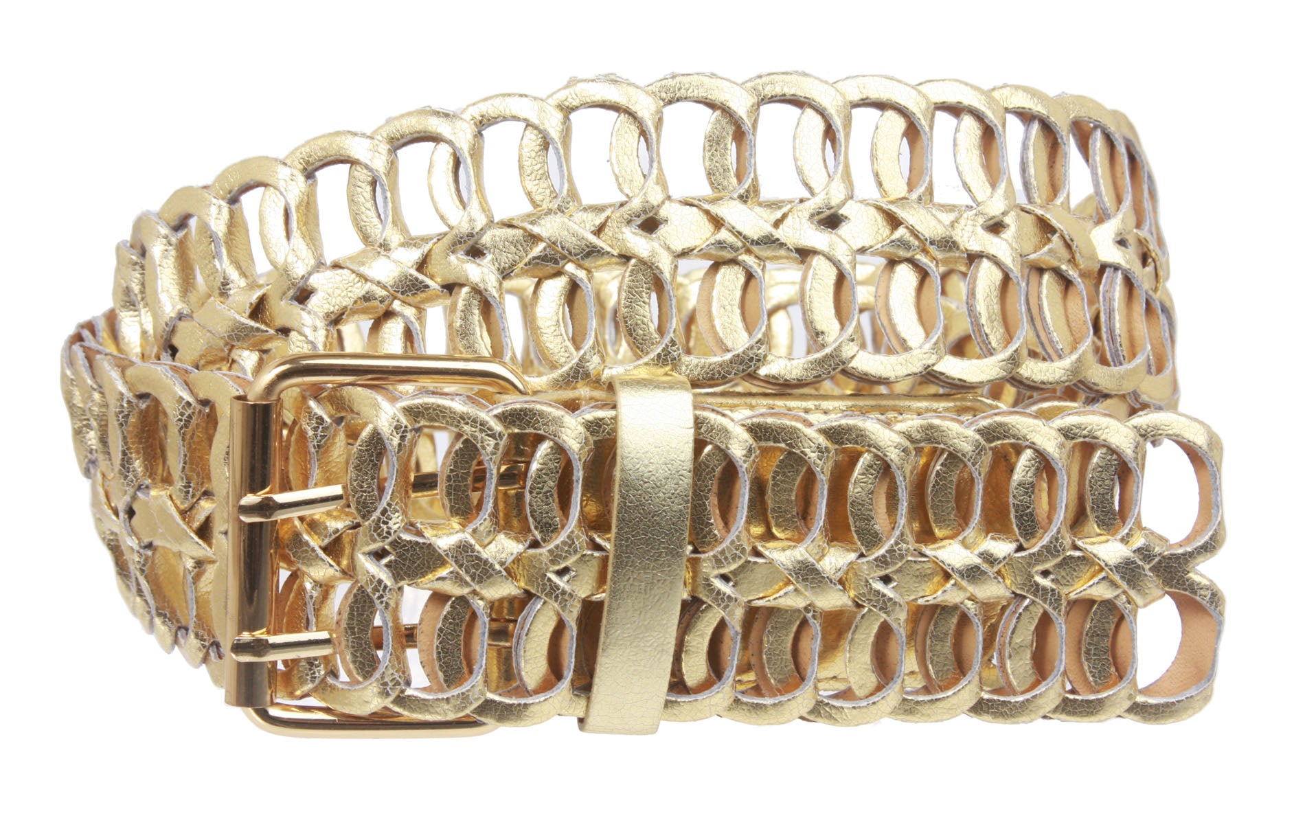 2" Wide Braided Leather Link Belt - OnlineBelts