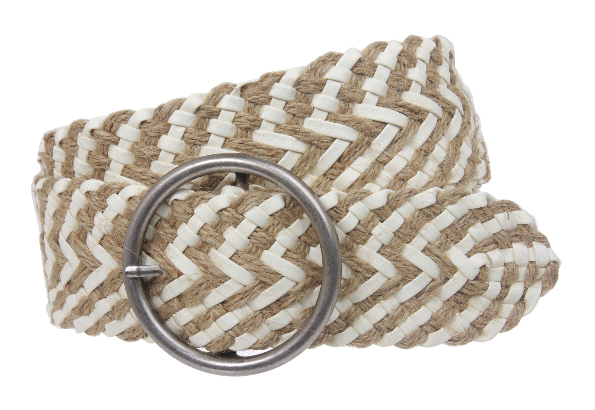 Women's 2 1/4" Hemp Braided Woven Non Leather Round Belt - OnlineBelts