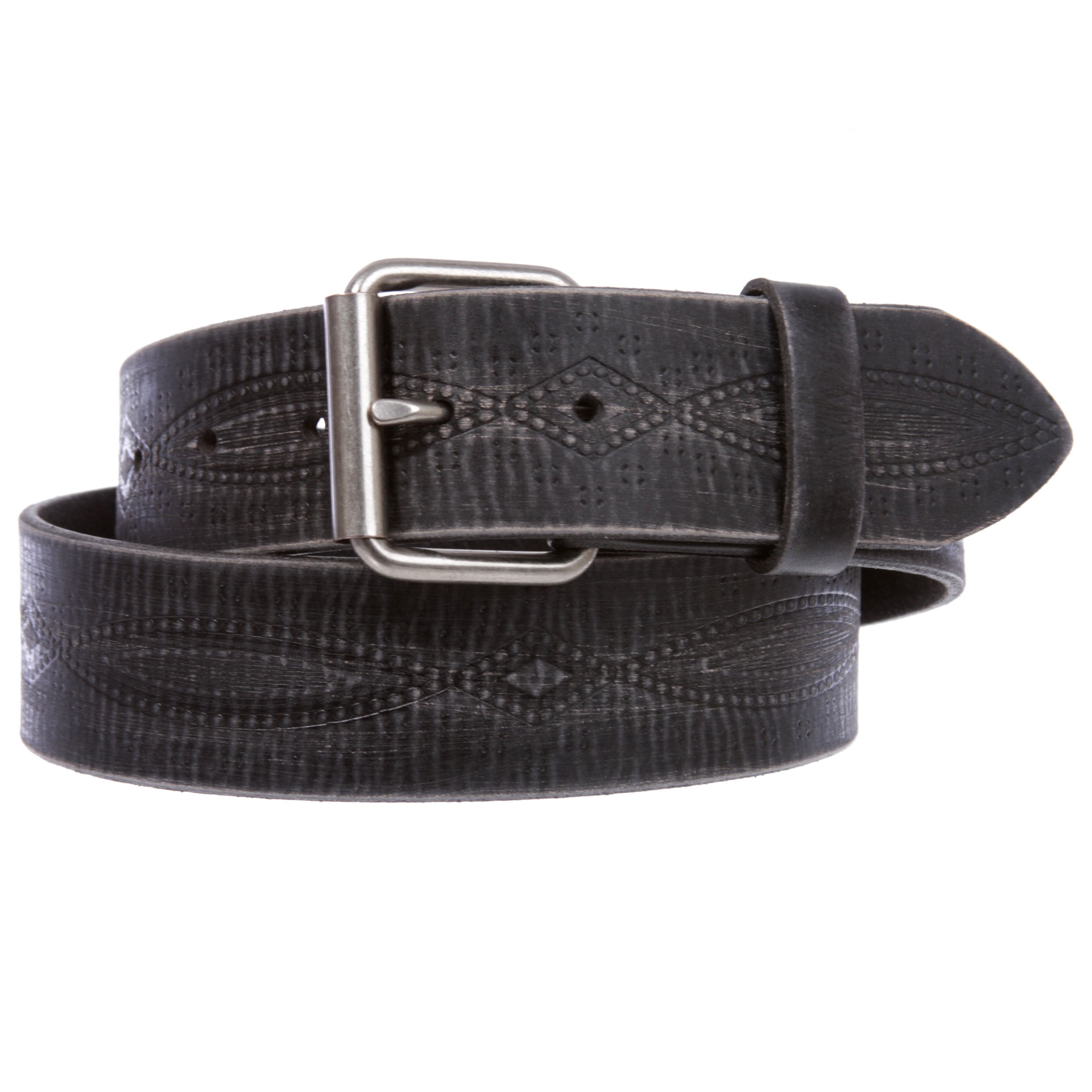 1 3/4" snap on Embossed Vintage Cowhide Thick Leather Casual Jean Belt - OnlineBelts