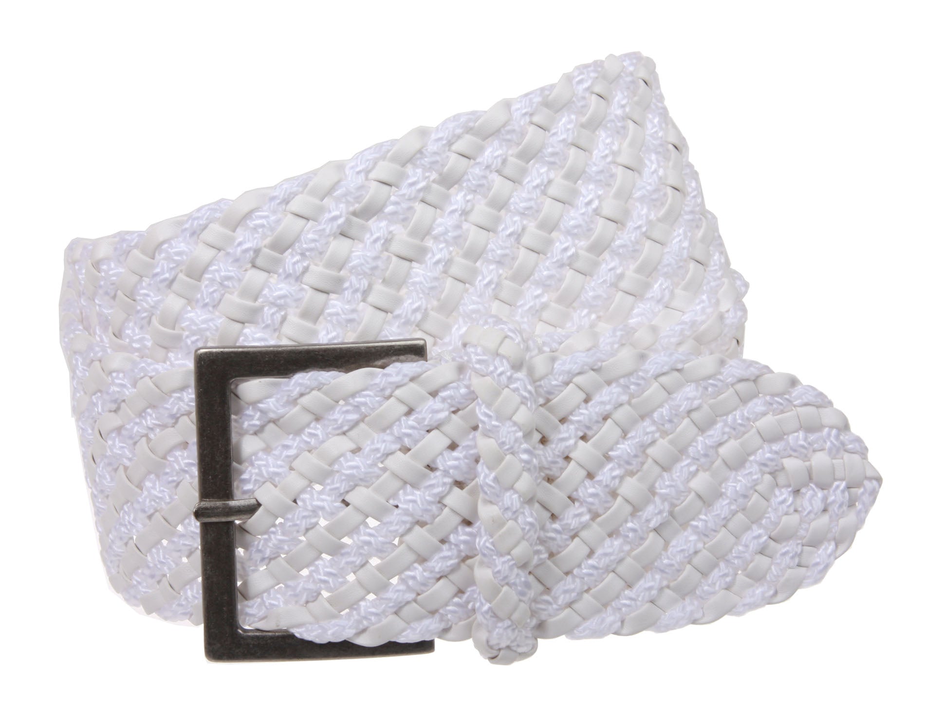 Women's 2 1/4" Wide Non Leather Fabric Braided Woven Belt - OnlineBelts