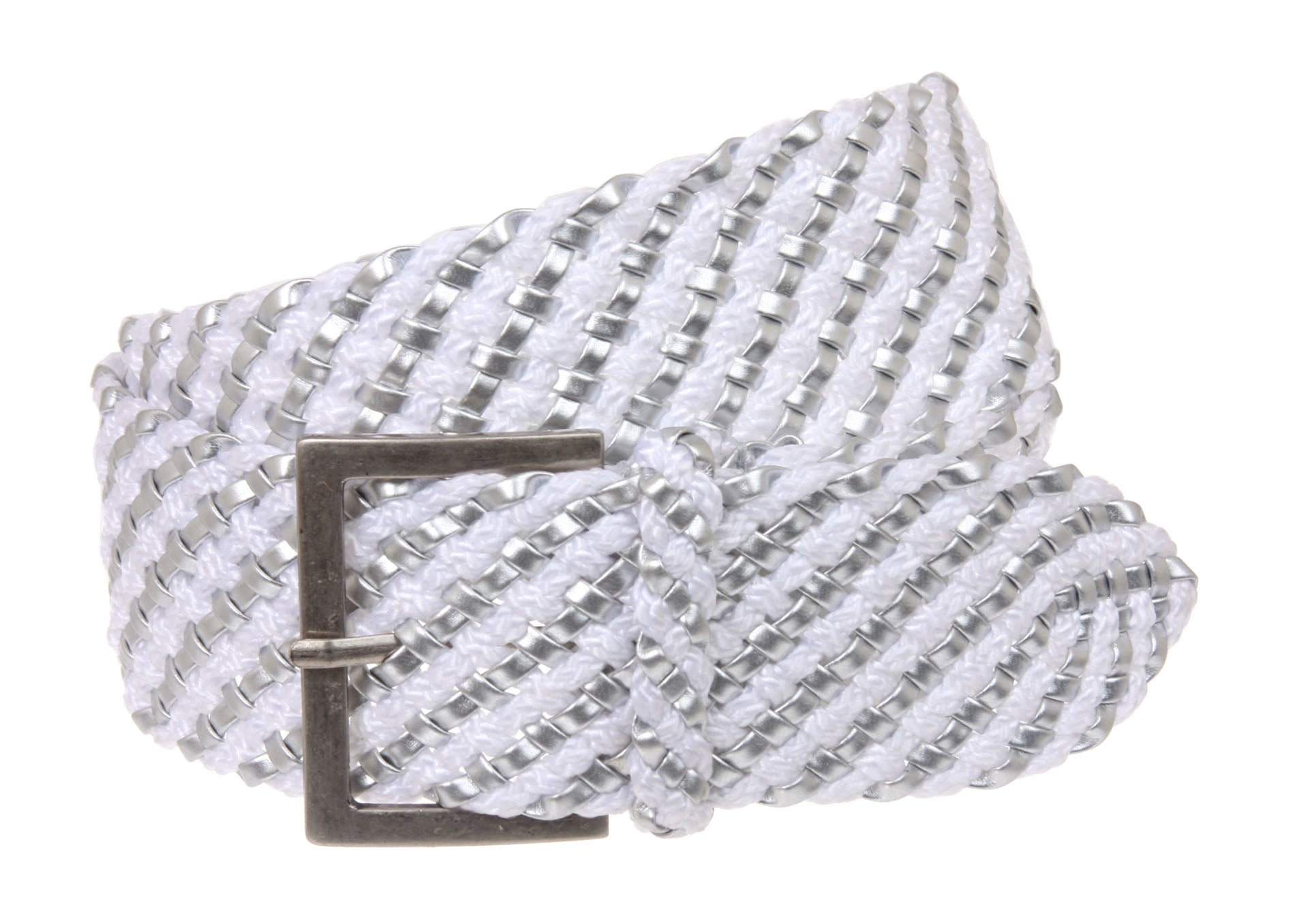 Women's 2 1/4" Wide Non Leather Fabric Braided Woven Belt - OnlineBelts