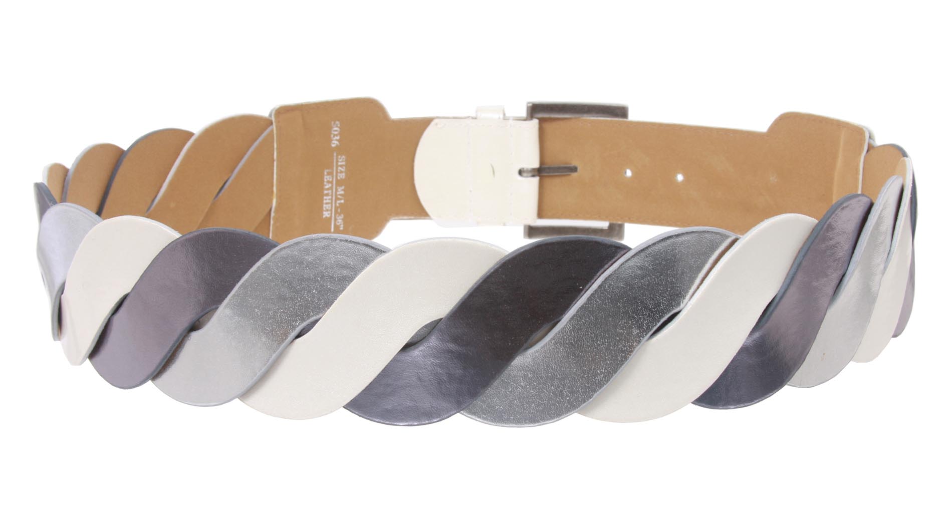 2 1/2" (60 mm) High Waist Metallic Braided Woven Belt - OnlineBelts