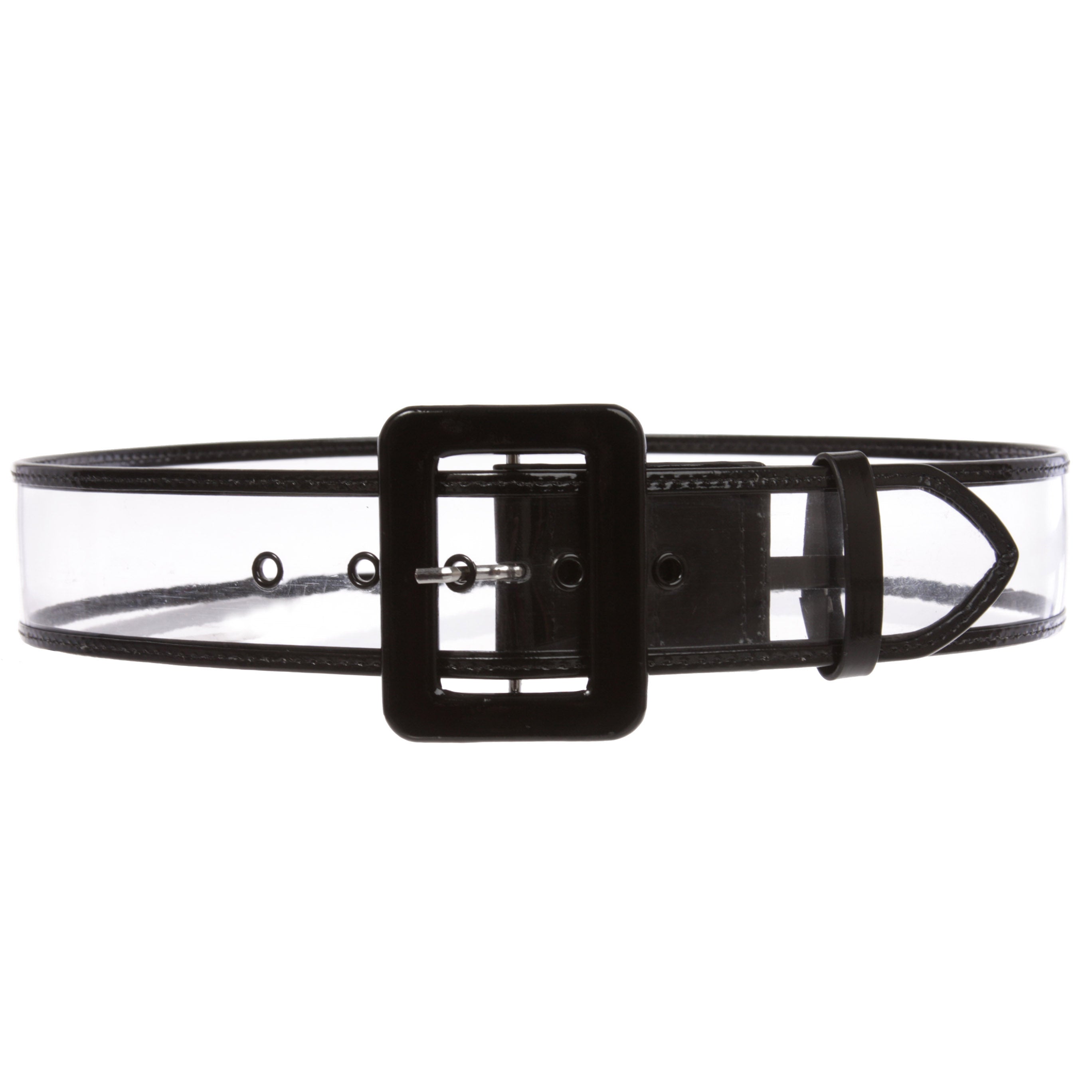 Women's 2" Wide Color-Trimmed Patent Leather Transparent Jelly Clear Belt - OnlineBelts