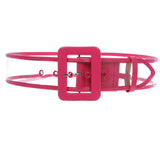 Women's 2" Wide Color-Trimmed Patent Leather Transparent Jelly Clear Belt