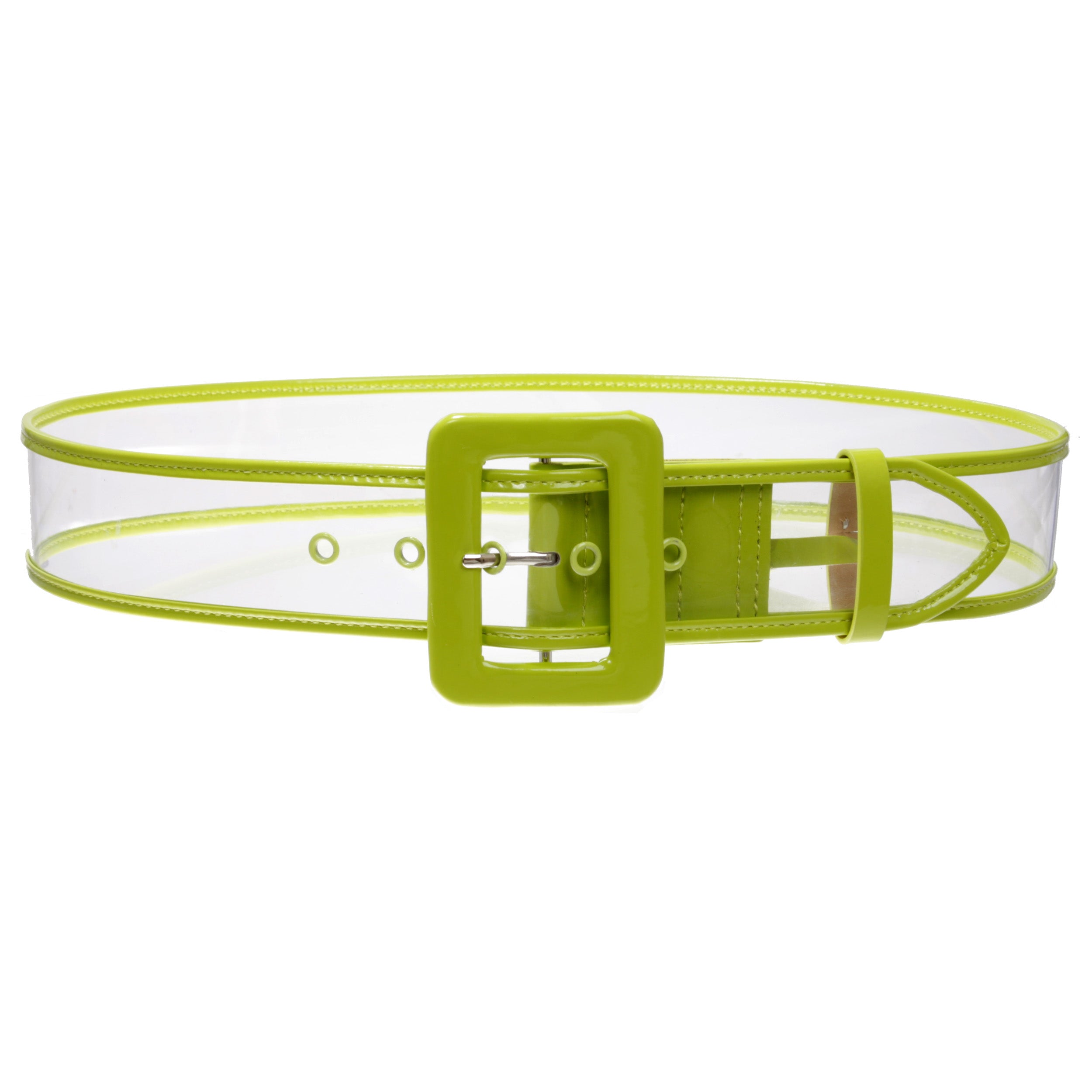 Women's 2" Wide Color-Trimmed Patent Leather Transparent Jelly Clear Belt - OnlineBelts