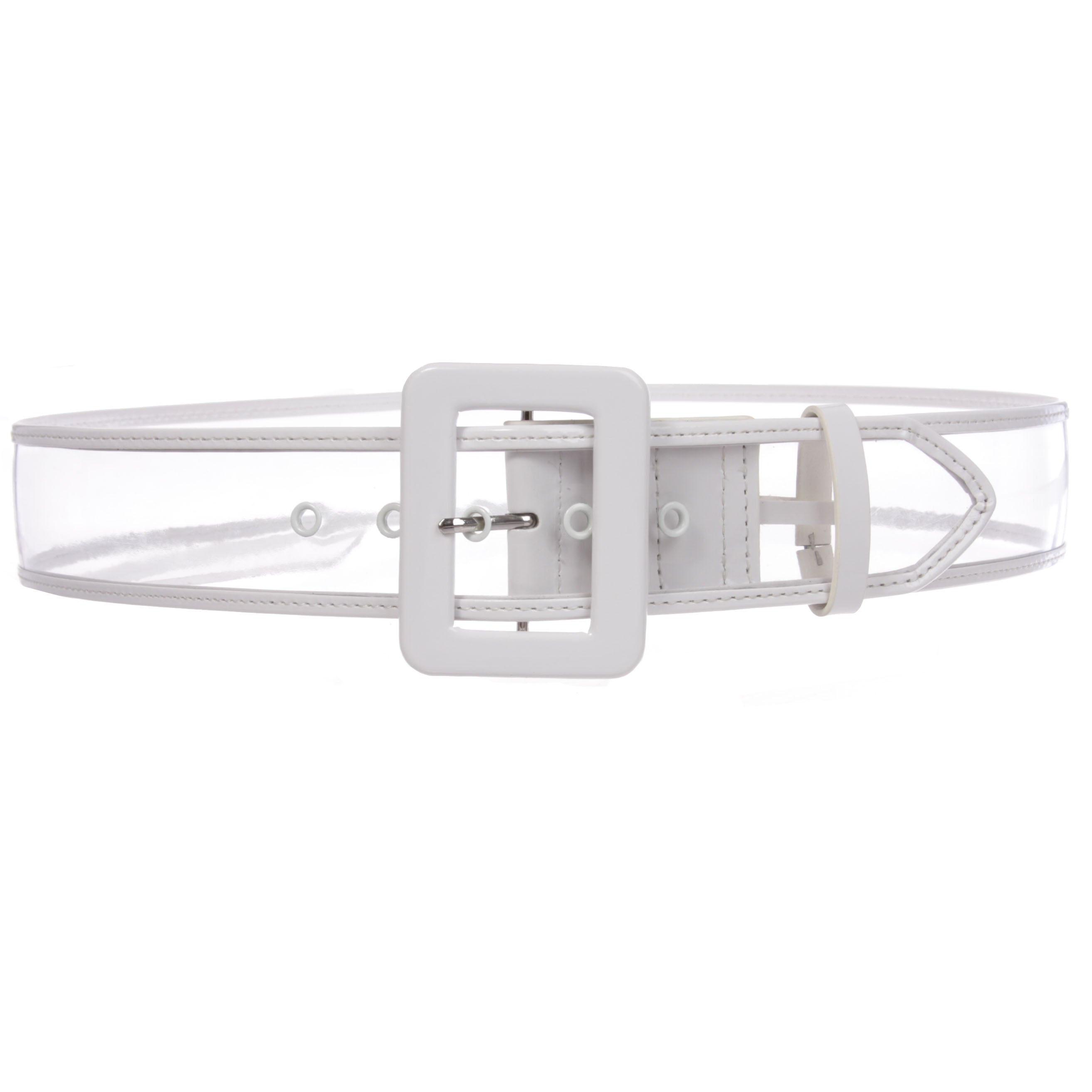 Women's 2" Wide Color-Trimmed Patent Leather Transparent Jelly Clear Belt - OnlineBelts