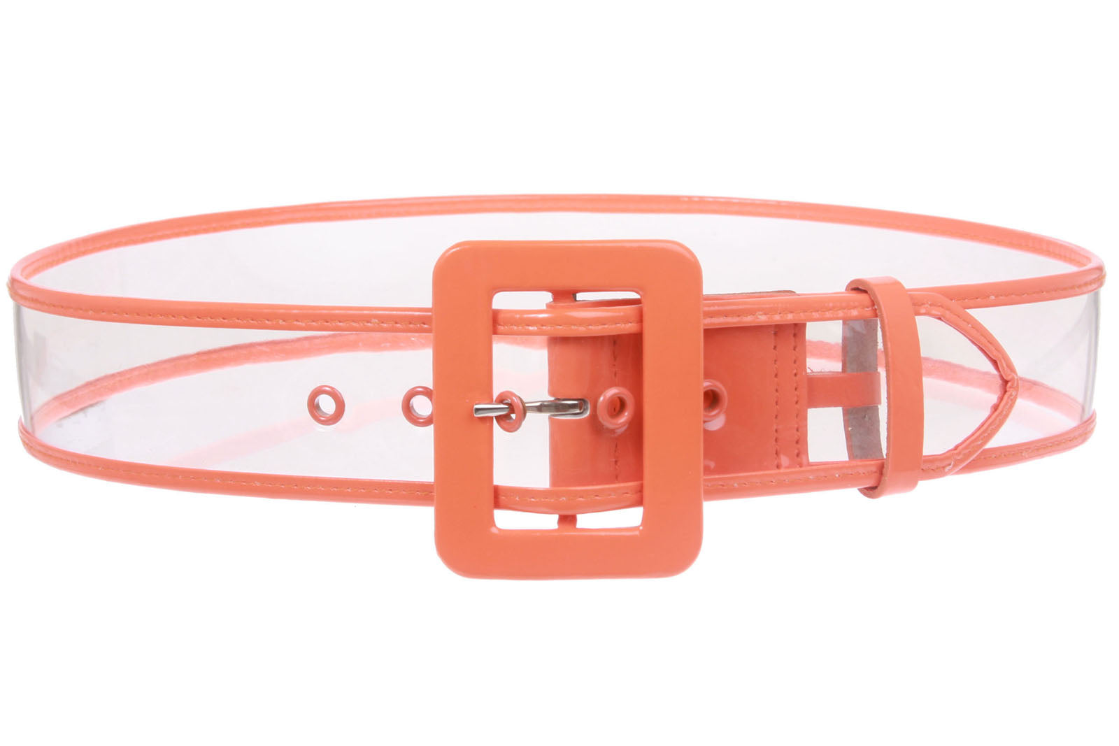 Women's 2" Wide Color-Trimmed Patent Leather Transparent Jelly Clear Belt - OnlineBelts