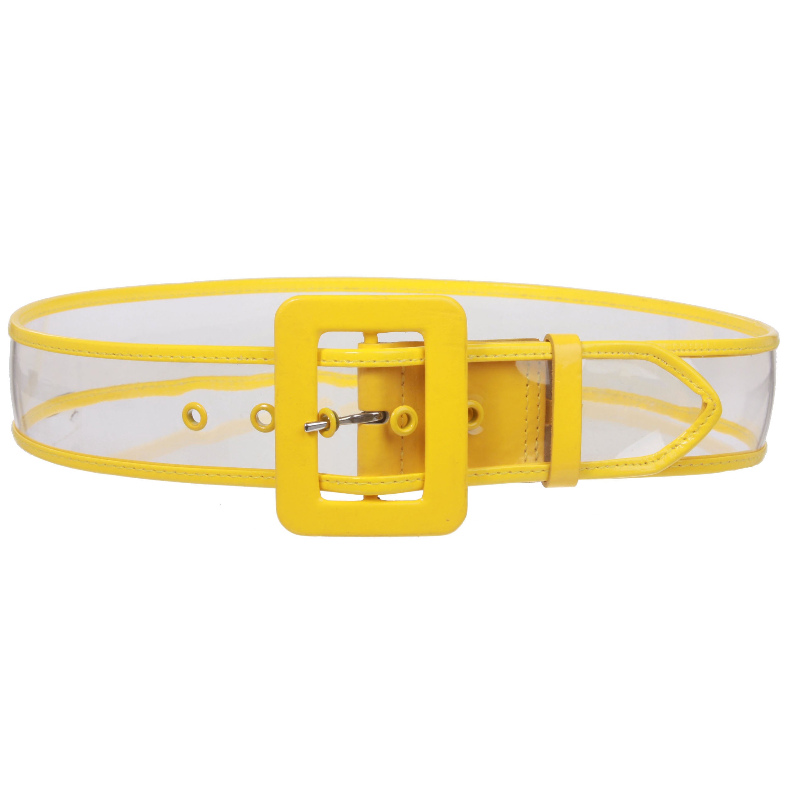 Women's 2" Wide Color-Trimmed Patent Leather Transparent Jelly Clear Belt - OnlineBelts