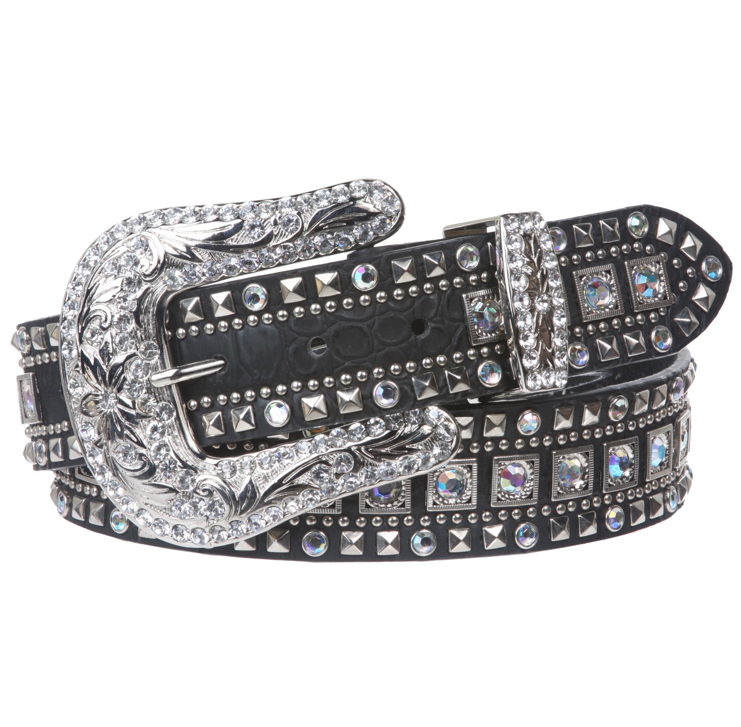 Ladies Western Studded Rhinestone Genuine Leather Belt - OnlineBelts