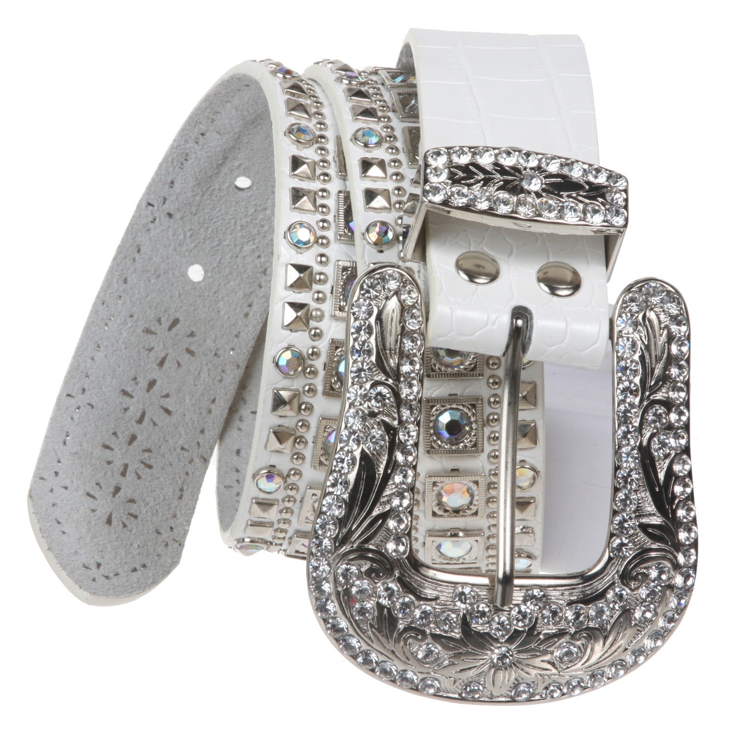 Ladies Western Studded Rhinestone Genuine Leather Belt - OnlineBelts