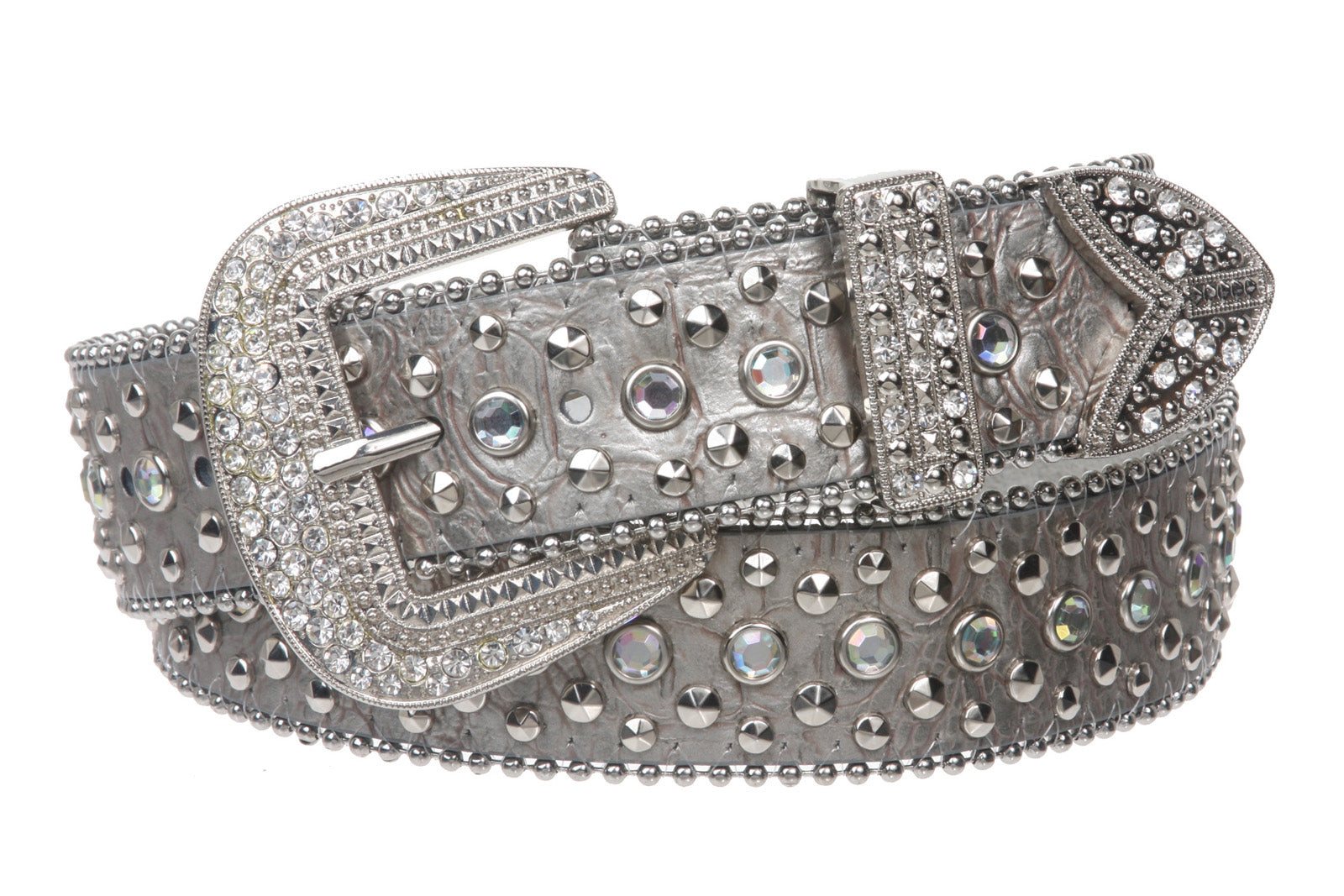 Snap On Western Cowgirl Alligator Rhinestone Studded Leather Belt - OnlineBelts